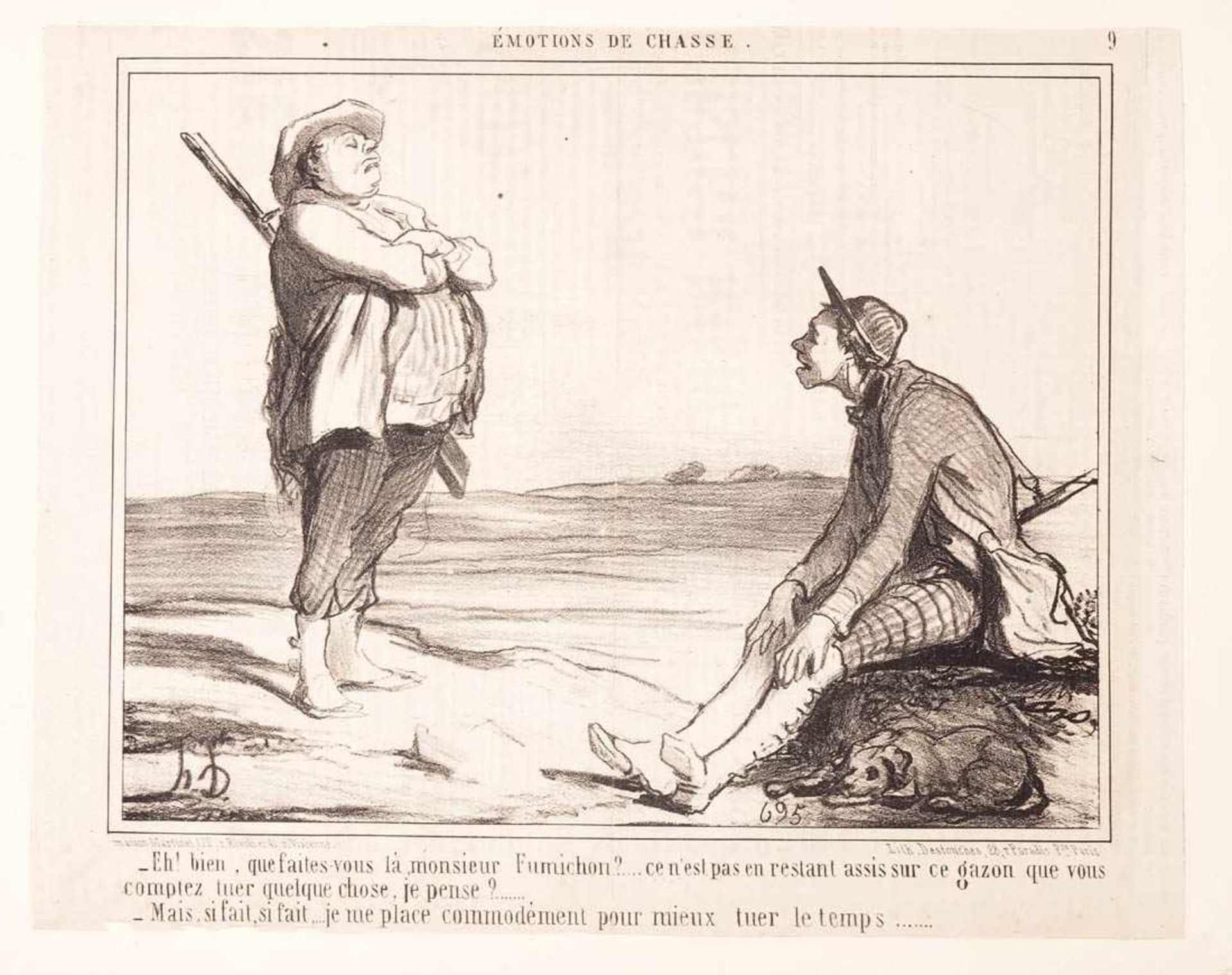 Daumier, Honoré, 1808 - 1879Sieben Karikaturen aus "Charivari". Lithogrpahien, auf Karton - Bild 9 aus 10