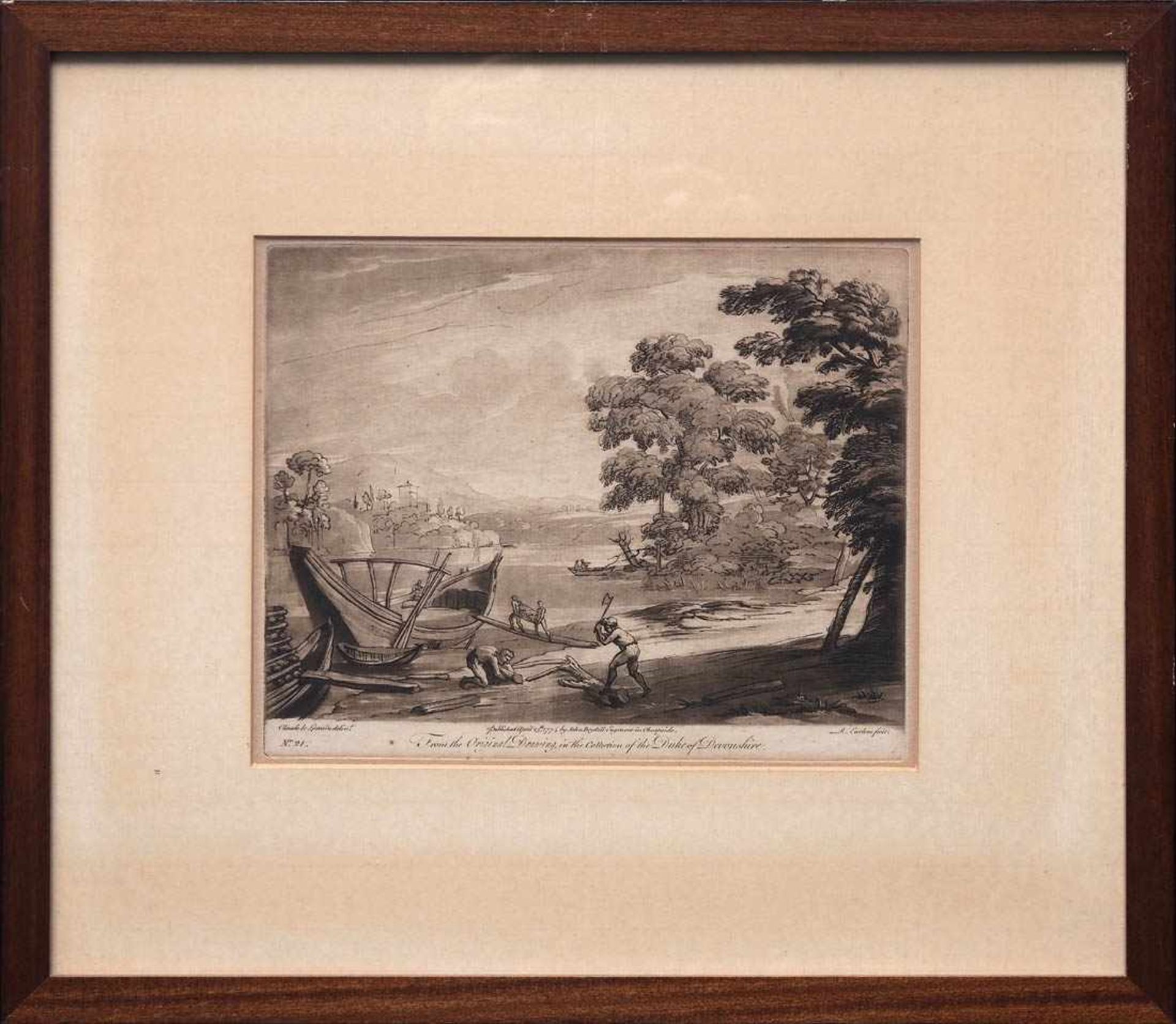 Earlom, Richard, 1743 - 1822Zwei Radierungen nach Gemälden von Claude le Lorrain. Fischer beim - Bild 5 aus 8