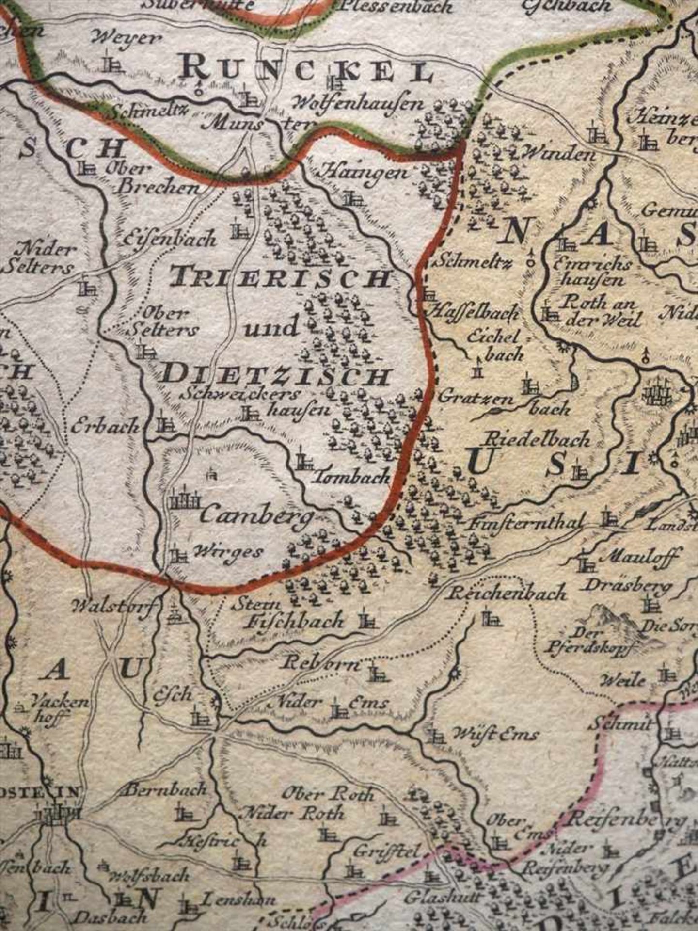 Homann, Johann Baptist, 1664 - 1724Landkarte der Wetterau mit Teilen von Nassau und Schwalbach. - Bild 4 aus 4