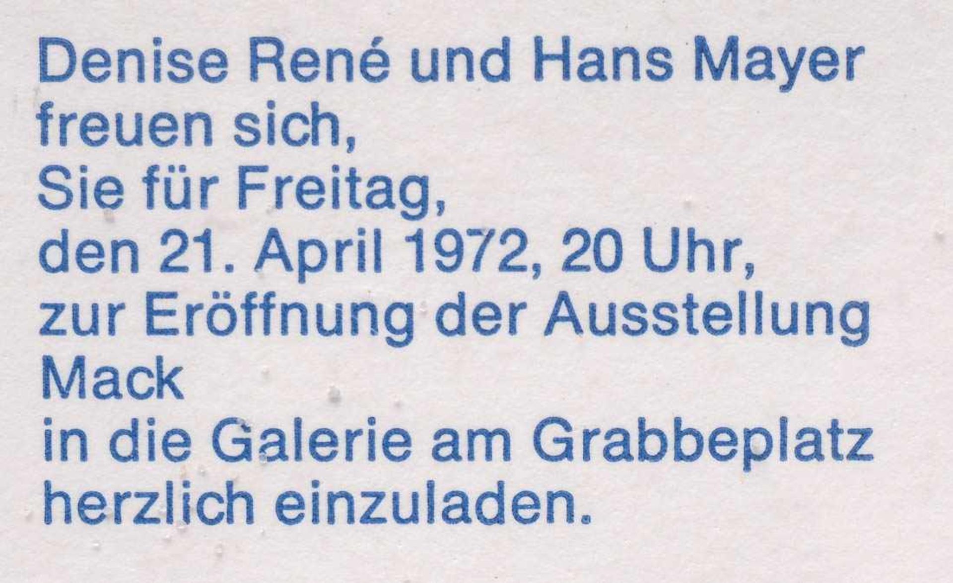 Mack, Heinz, geb. 1931Einladungskarte zu einer Ausstellung im Jahr 1972 in der Galerie Meier in - Bild 3 aus 3