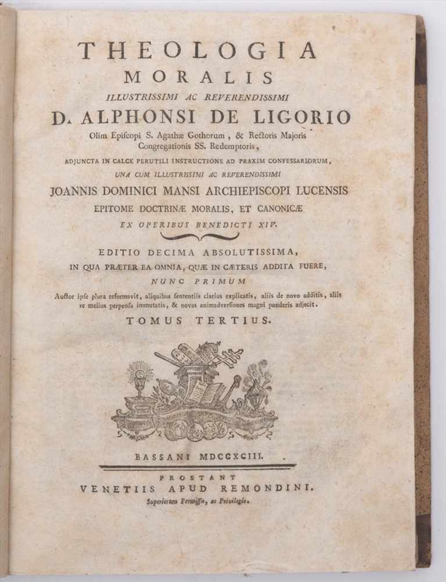 Antoine, Gabriele: Theologia moralis universaVenedig, 1772, drei Teile in einem Band. Ledereinband - Bild 5 aus 6