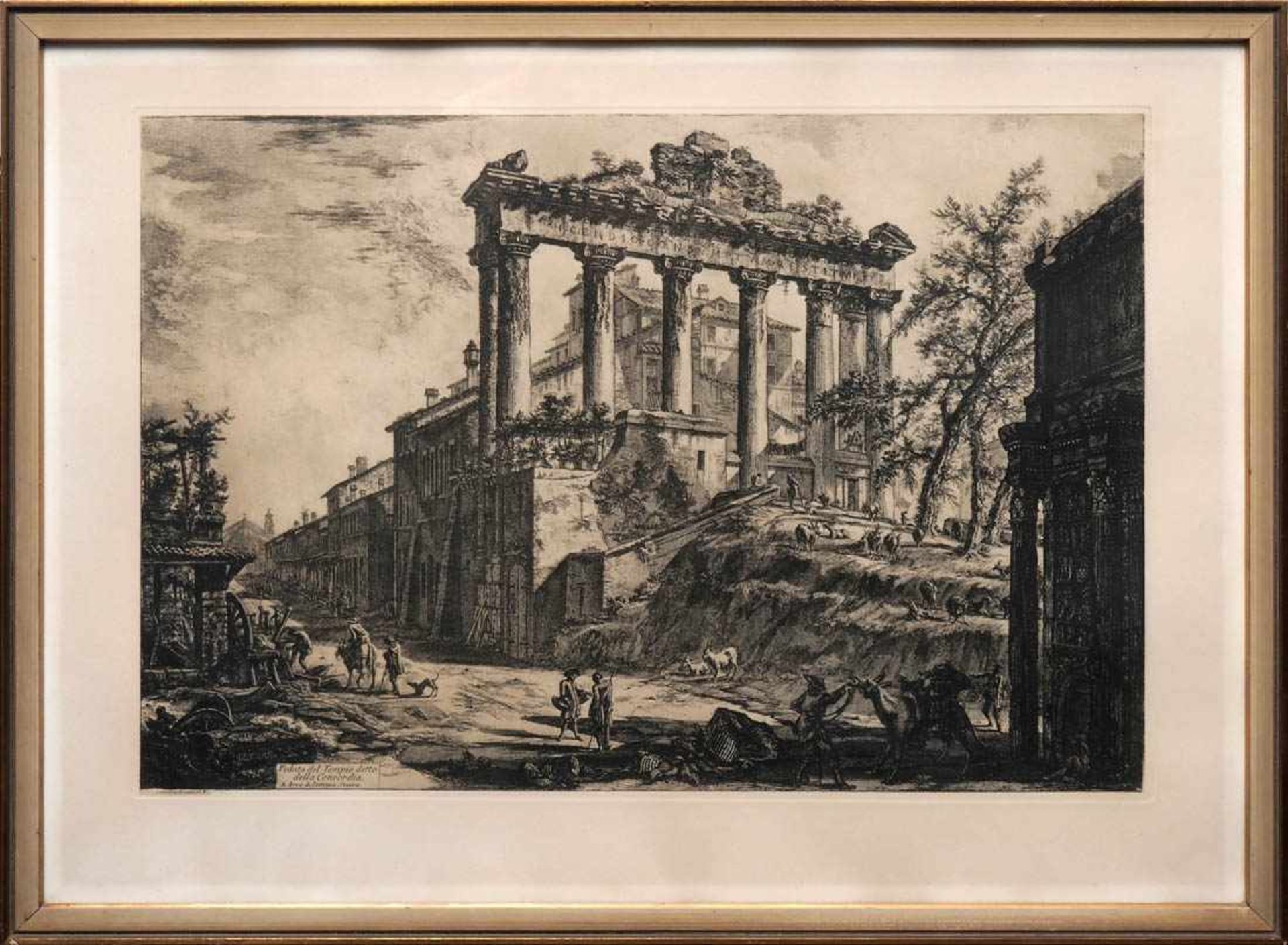 Piranesi, Giovanni Battista (nach)Ansicht des Tempels der Concordia mit Figurenstaffage. Ger.