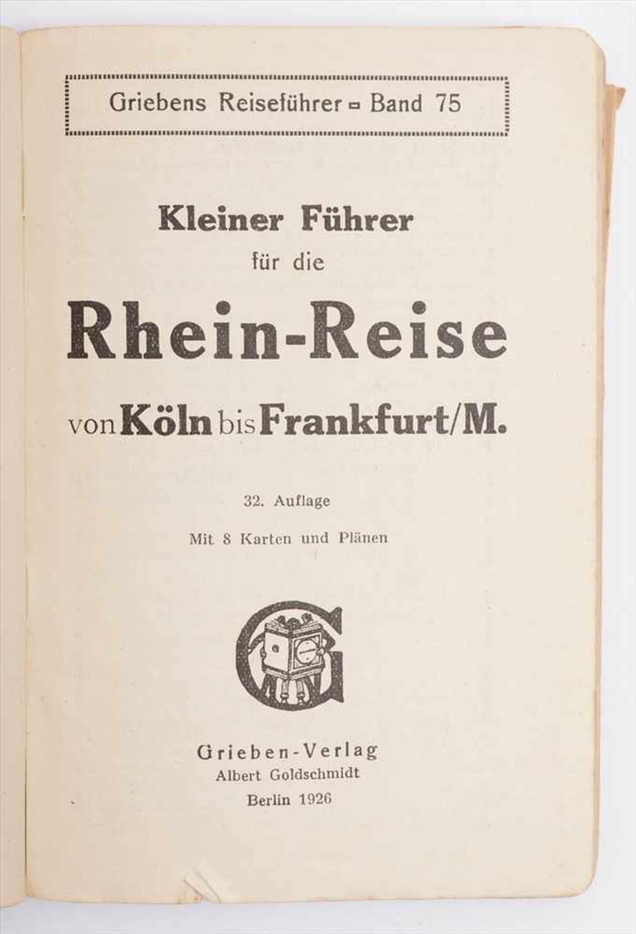 Griebens Führer für die Rheinreise1926, mit ausklappbaren Kupferstichkarten. - Image 2 of 3