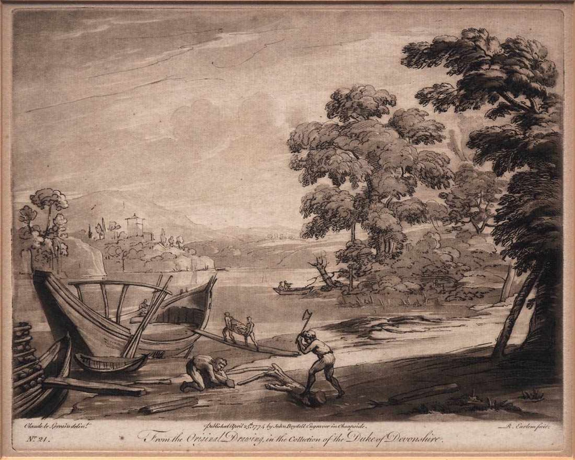 Earlom, Richard, 1743 - 1822Zwei Radierungen nach Gemälden von Claude le Lorrain. Fischer beim - Bild 6 aus 8