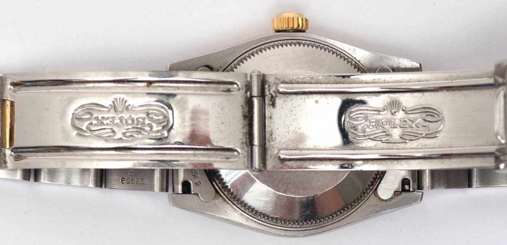 Unisex-Armbanduhr, Rolex Oyster Perpetual DatejustGoldfarbenes Zifferblatt, Datum auf der Drei, - Image 4 of 5