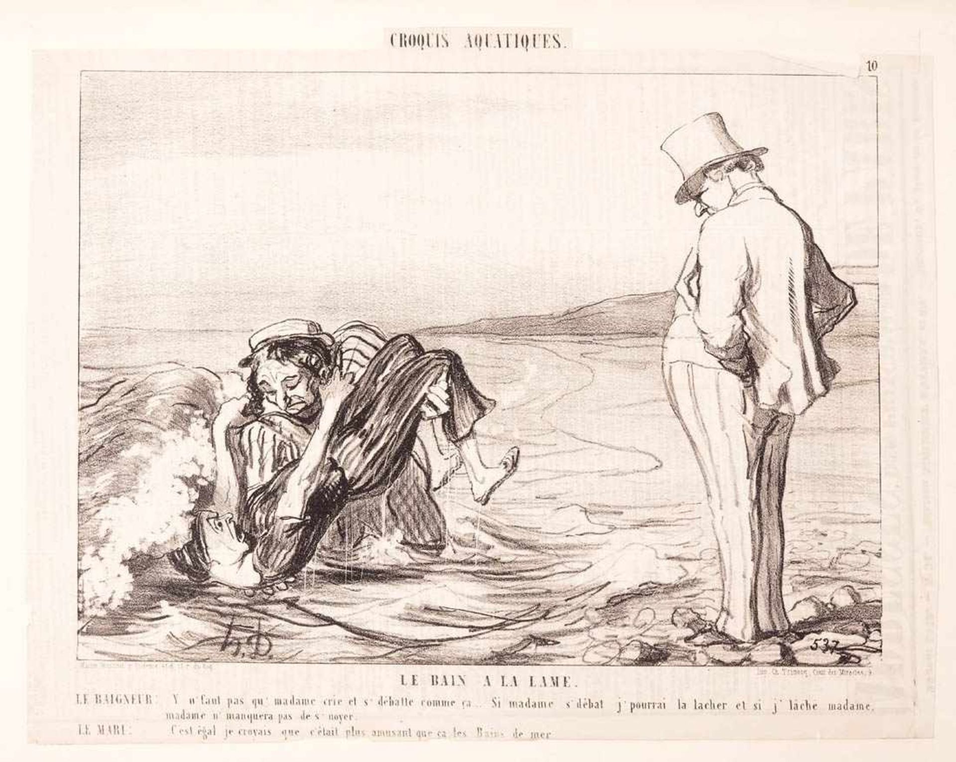 Daumier, Honoré, 1808 - 1879Sieben Karikaturen aus "Charivari". Lithogrpahien, auf Karton - Bild 2 aus 10