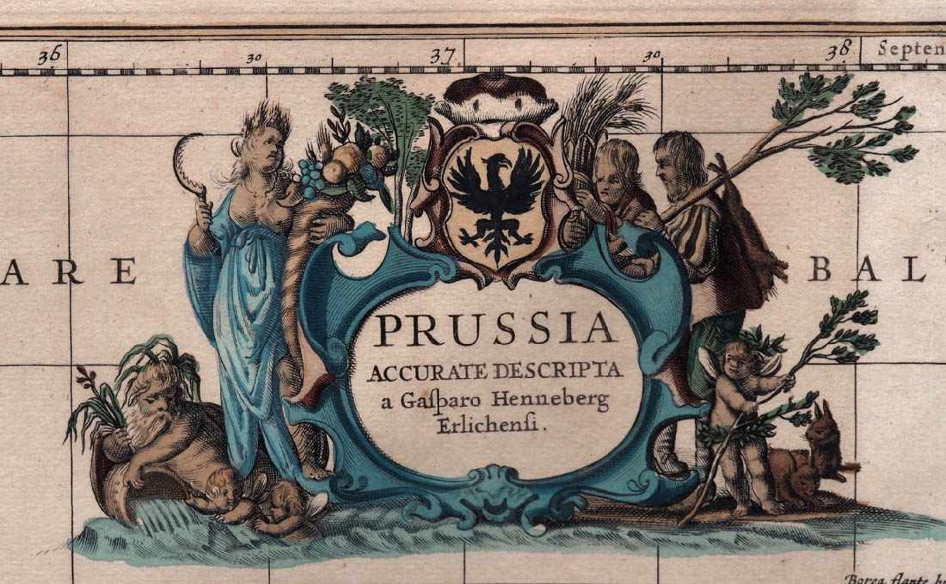 Jansonius, Johannes, 1588 - 1664Karte der Ostseeküste von der Kurischen Nehrung bis Danzig mit - Bild 2 aus 5