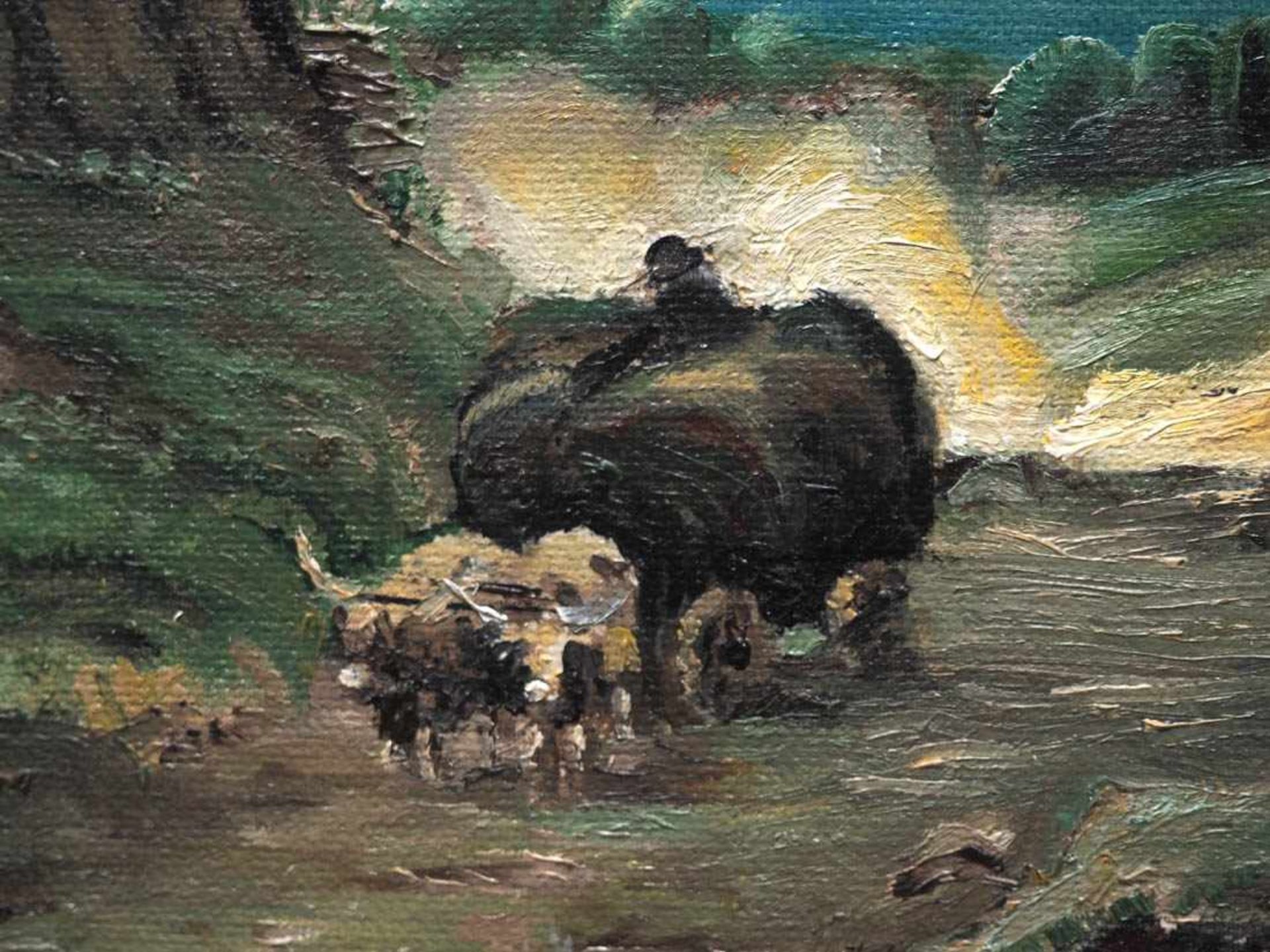 Corot, Camille, 1796 - 1875 (Kopie nach)Sommerliche Landschaft unter Gewitterwolken. Im - Bild 3 aus 5