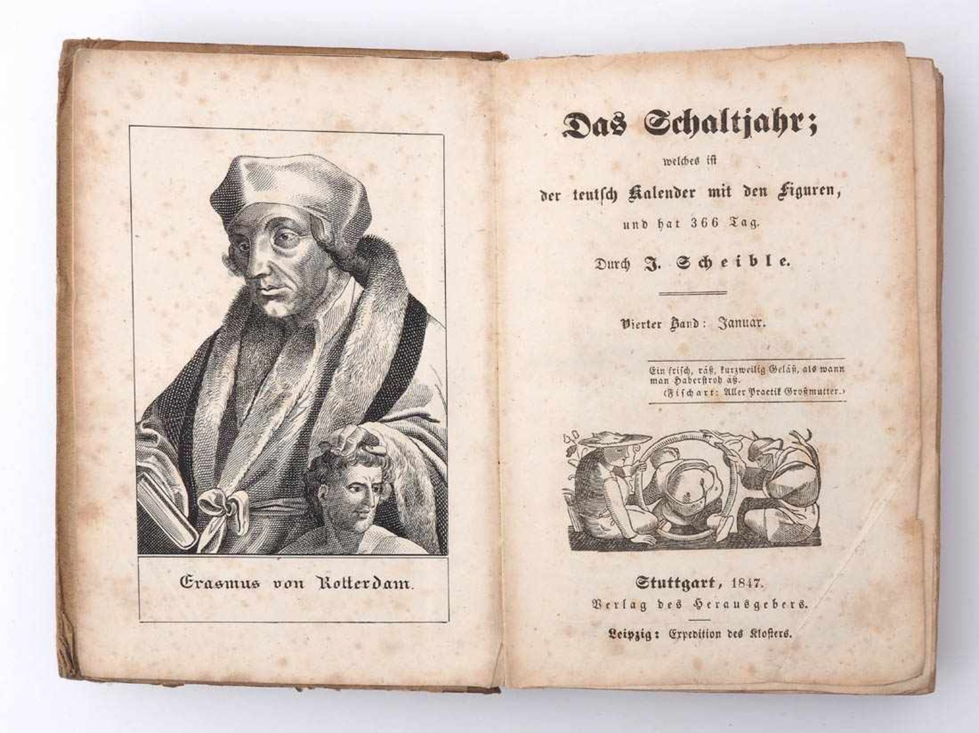 Scheible, J.: Das SchaltjahrKalender auf das Jahr 1848, Band 4 (Januar). Mit zahlreichen, - Image 2 of 4