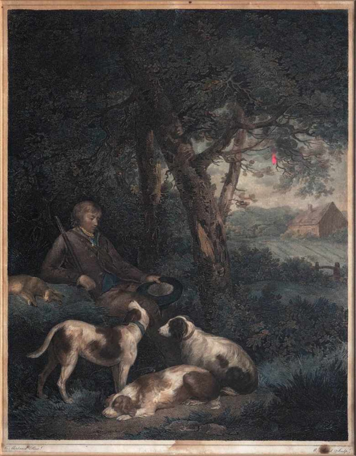 Bond, William, 1766 - 1839Kupferstich, bet. "The weary Sportsman" nach einem Gemälde von G. Morland. - Bild 2 aus 5