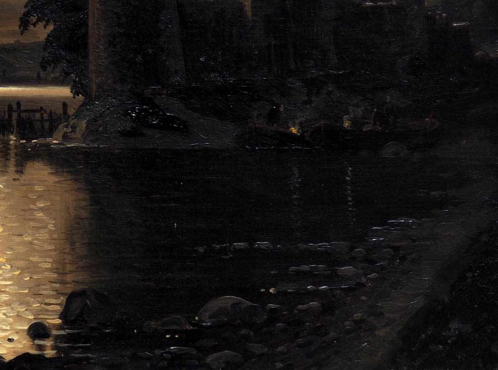 Bertold, Carl (geb. 1870)Nächtliche, südländische Küstenlandschaft, am Ufer eine verfallene Burg, - Image 4 of 7