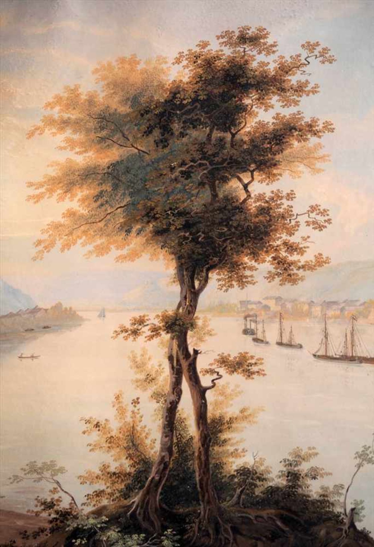 Alster, J.H., 19.Jhdt.Blick über den Rhein auf Bonn, im Hintergrund das Mittelrheintal. Aquarell, - Bild 2 aus 6