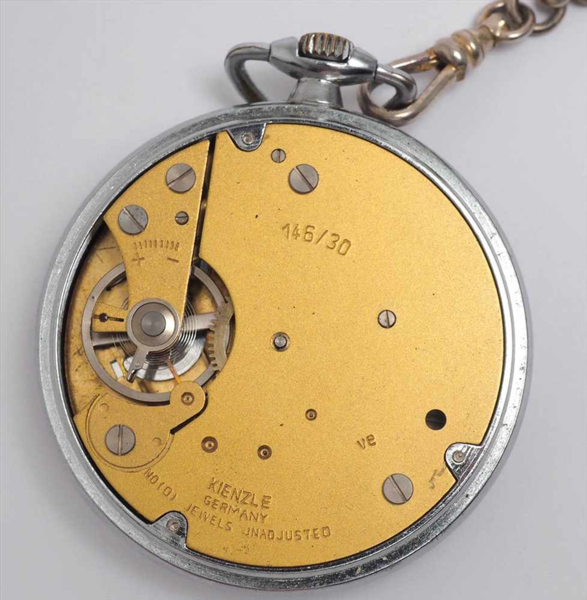 Herrentaschenuhr, KienzleVernickeltes Gehäuse. Signiertes Werk mit Kronenaufzug. Weißes - Bild 4 aus 5