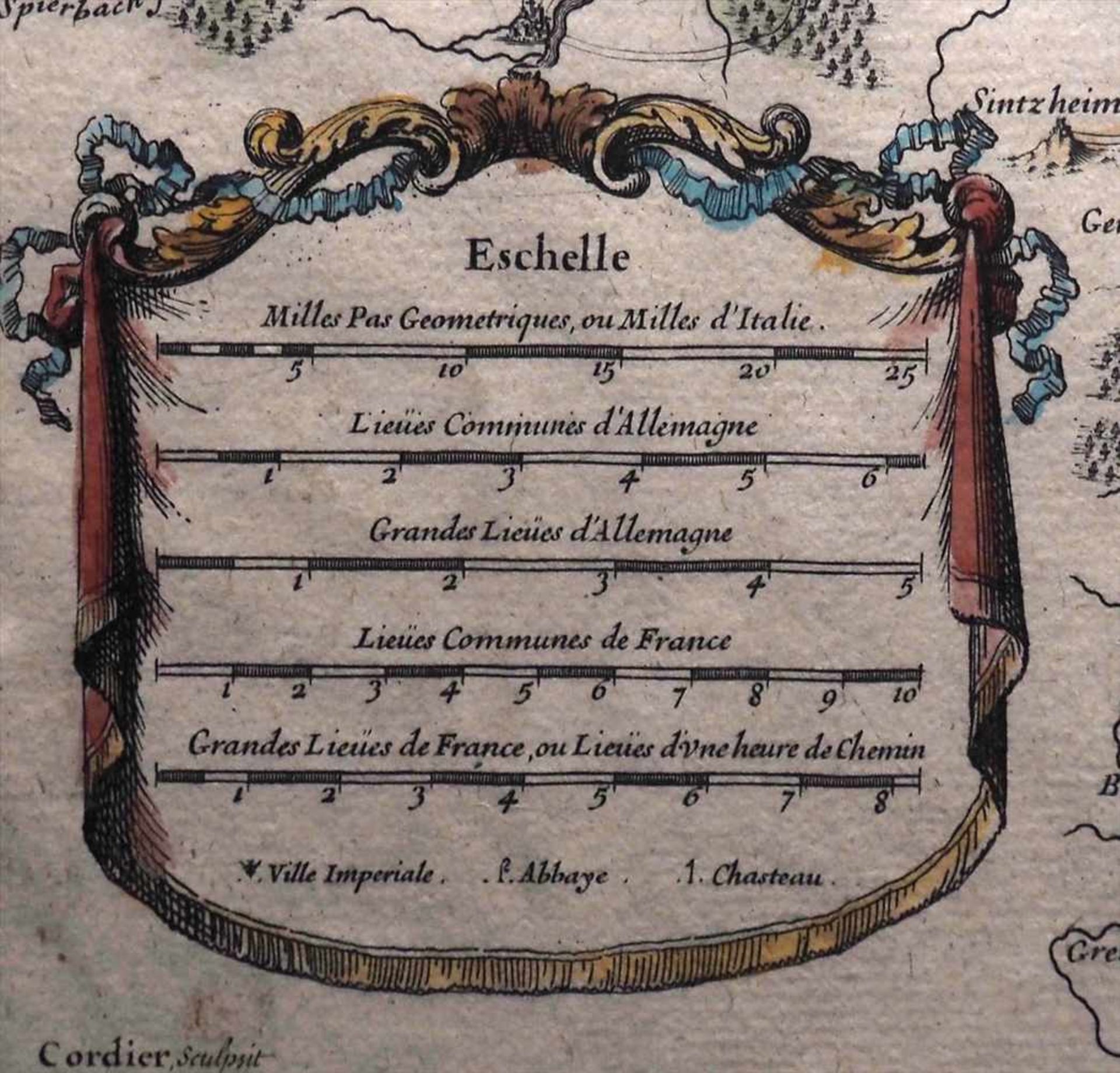 Jaillot, Alexis Hubert, 1632 - 1712Landkarte von Franken. Links oben Titelkartusche mit Datierung, - Image 3 of 4