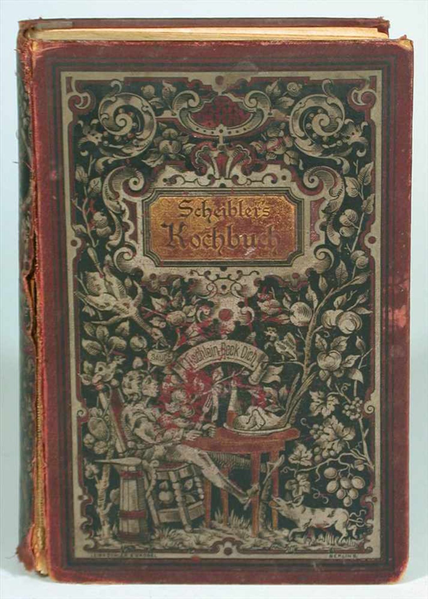 Scheibler, S.W.: Deutsches Kochbuch, Amelang, Leipzig 1892Titellithographie, im Anhang
