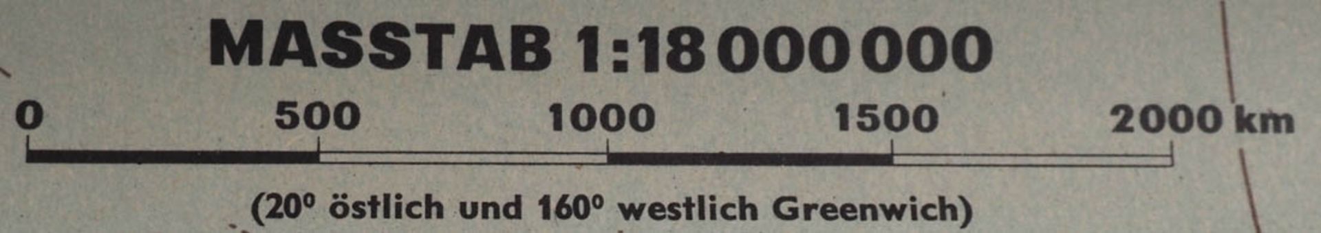 Schulkarte, 60er JahrePolar-Weltkarte. JRO Verlag, München. Papier auf Leinen mit Holzstäben. - Bild 4 aus 6