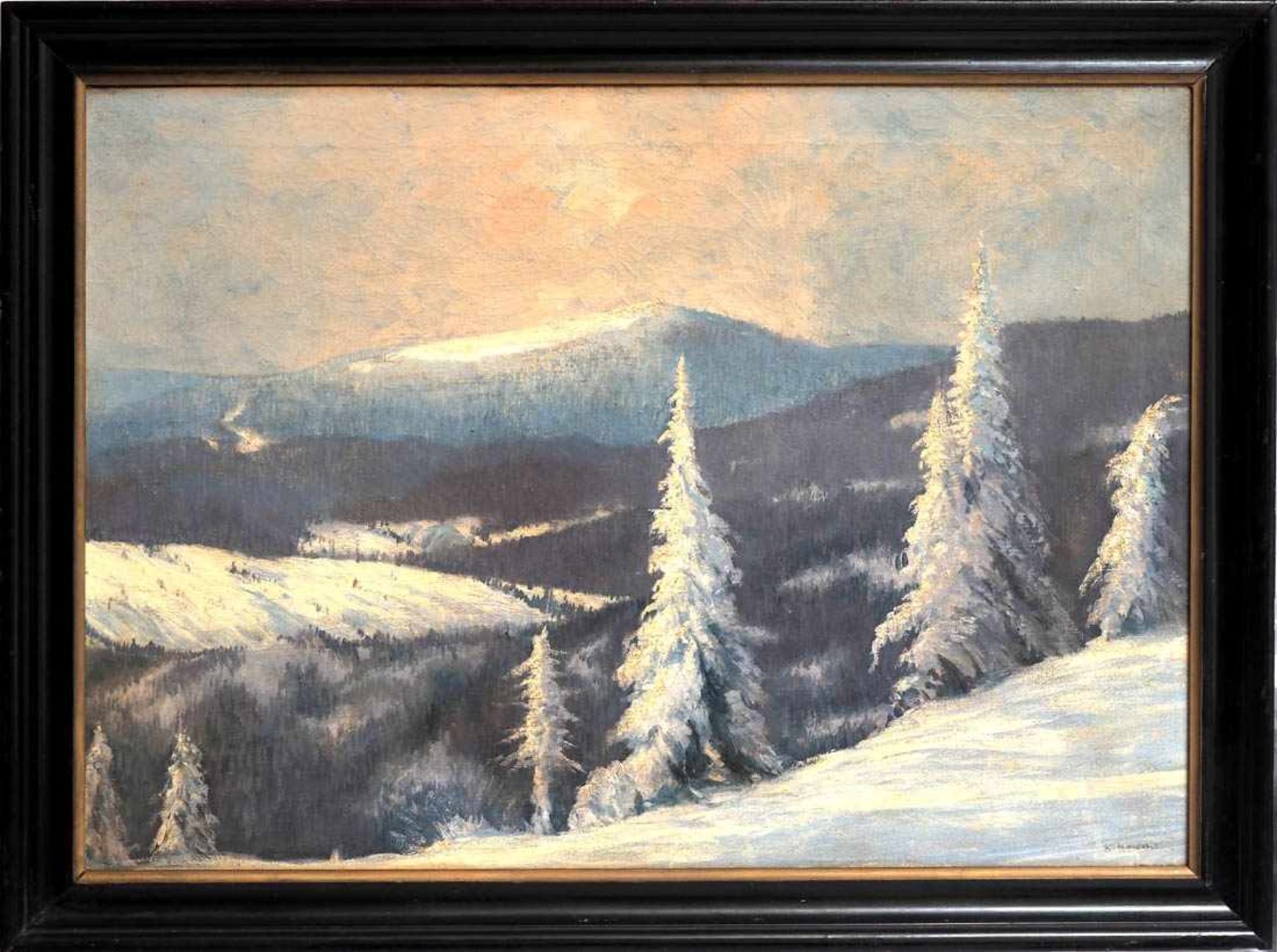 Heilmann, Karl, 1881 - 1935Blick über die Schwarzwaldberge im Winter, im Vordergrund verschneite