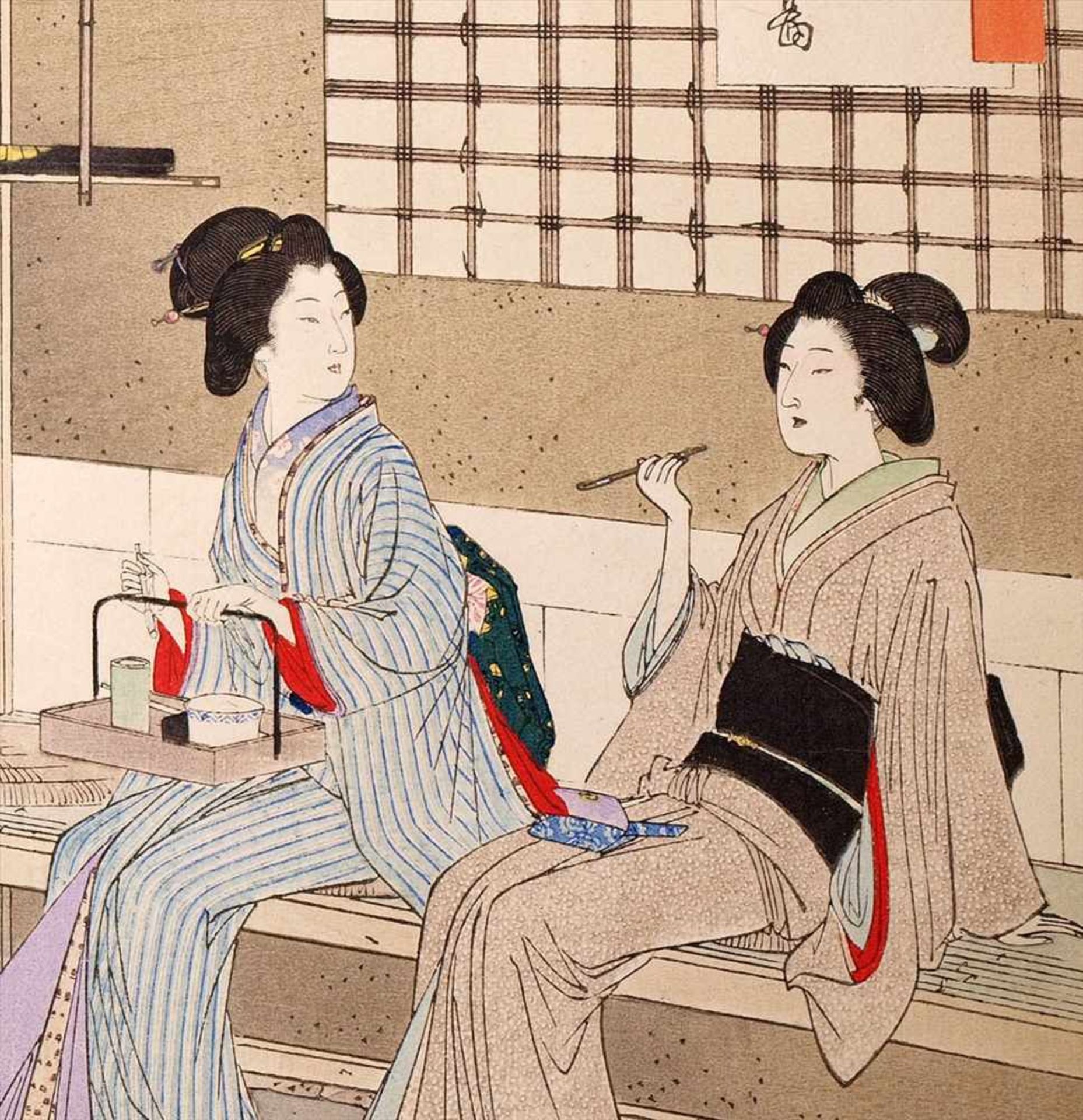 Toshikata, Mizuno, 1866 - 1908"Die Teezeremonie". Zyklus von 15 Farbholzschnitten, gemeinsam - Bild 20 aus 27