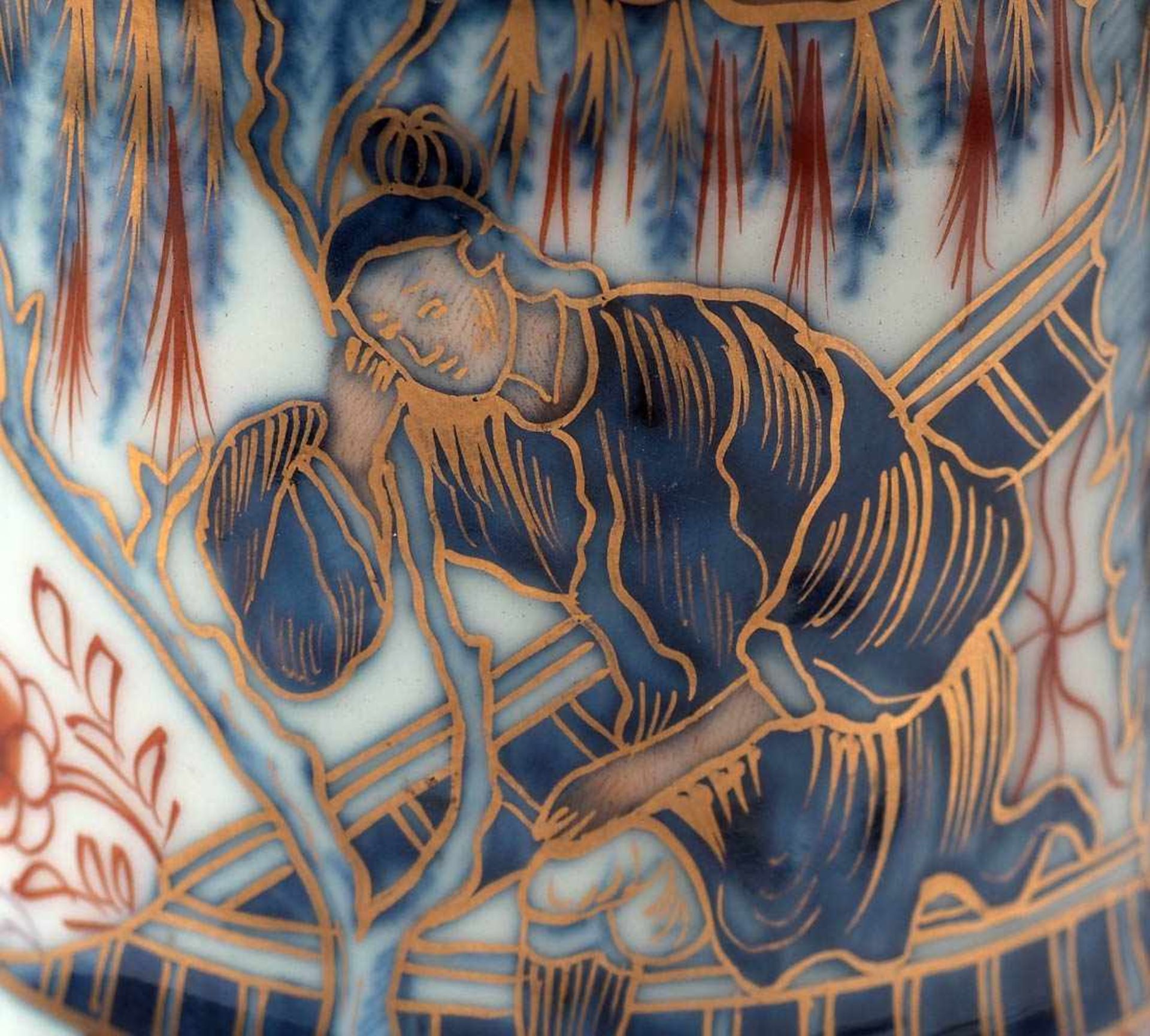 Porzellankanne, Japan, Imari, 17./18.Jhdt.Auf konischem Standring birnenförmiger Korpus mit - Bild 4 aus 6