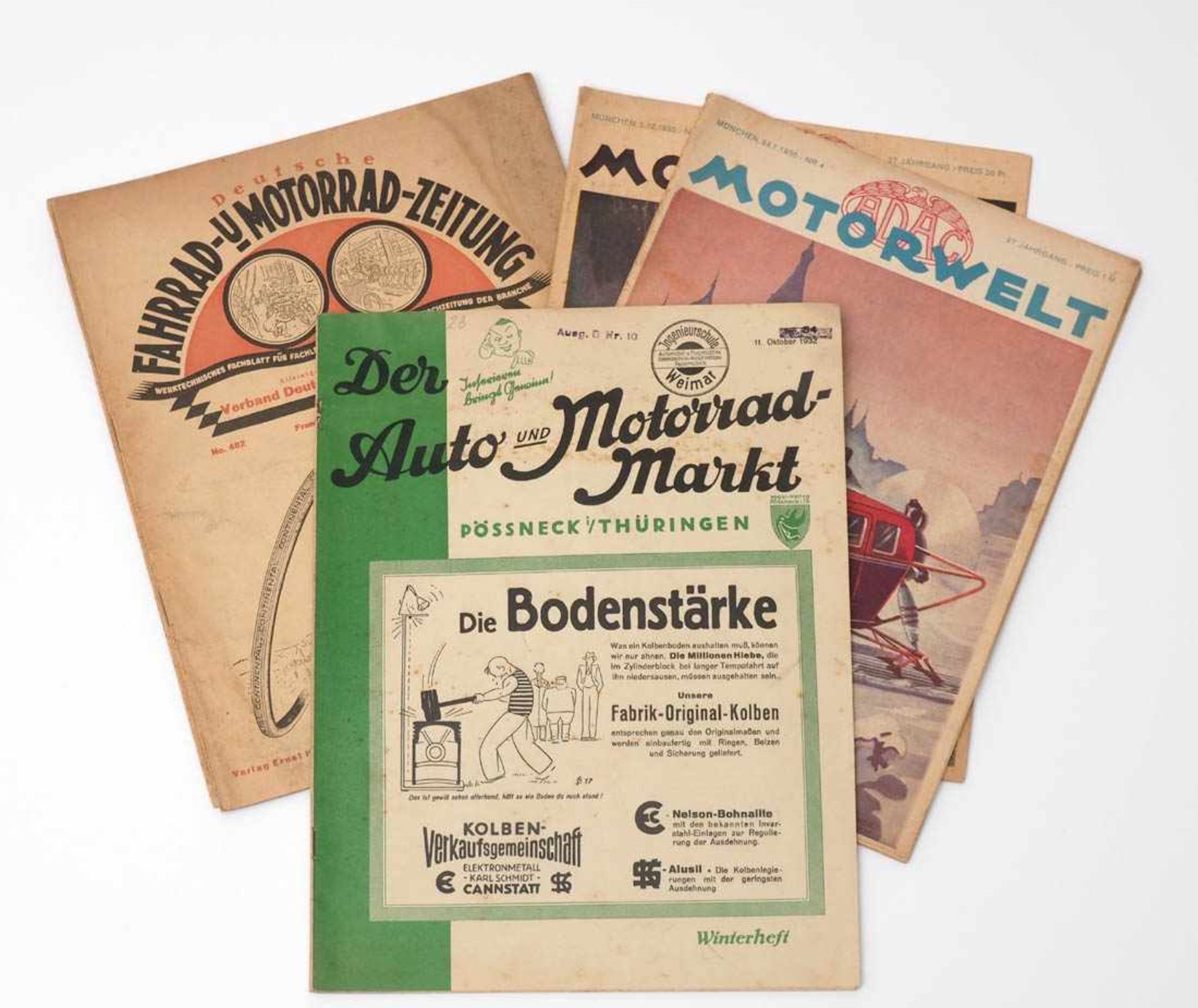 Großes Konvolut Auto- und Motorrad-Zeitschriften, 30er Jahreu.a. "ADAC-Motorwelt" und "Fahrrad-