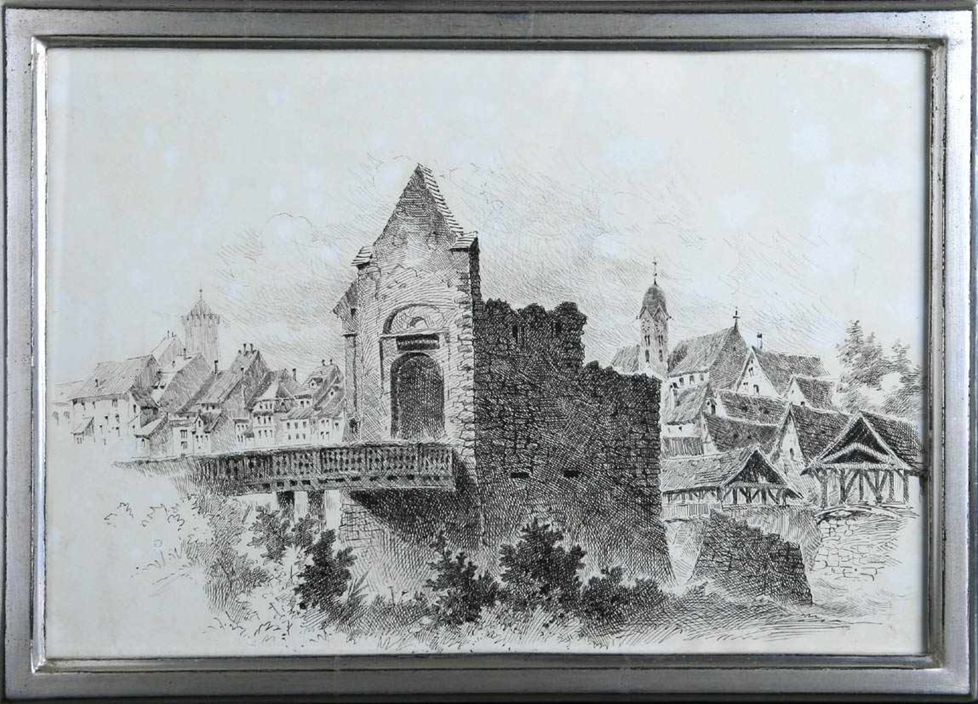 Billeter, Jakob, geb. 1848Blick auf das Böckerjoch der alten Rheinbrücke in Rheinfelden, im
