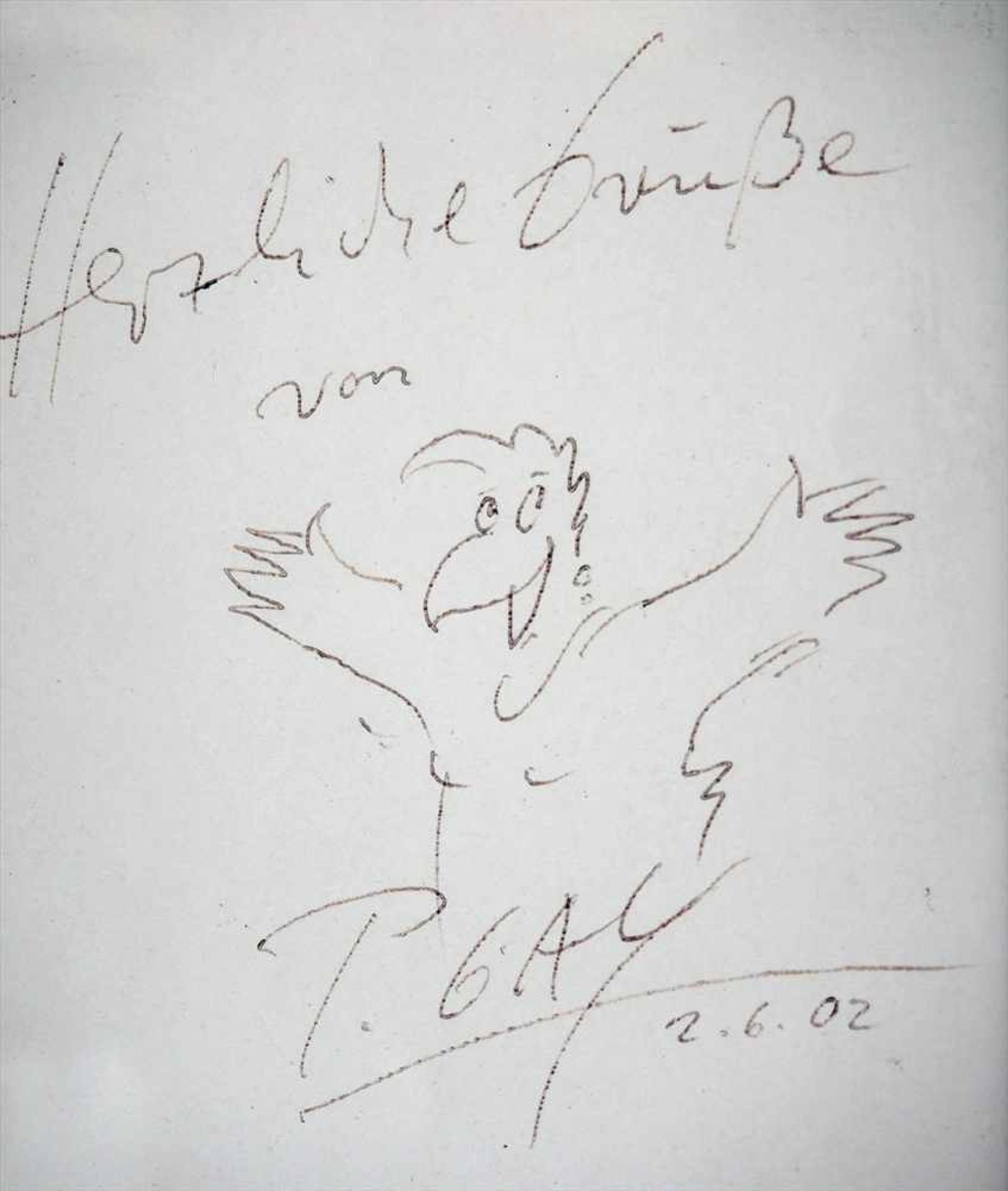 Gaymann, Peter, geb. 1950Karikatur mit Widmung, Originalzeichnung und Signatur, ger. Blattgröße - Bild 3 aus 3