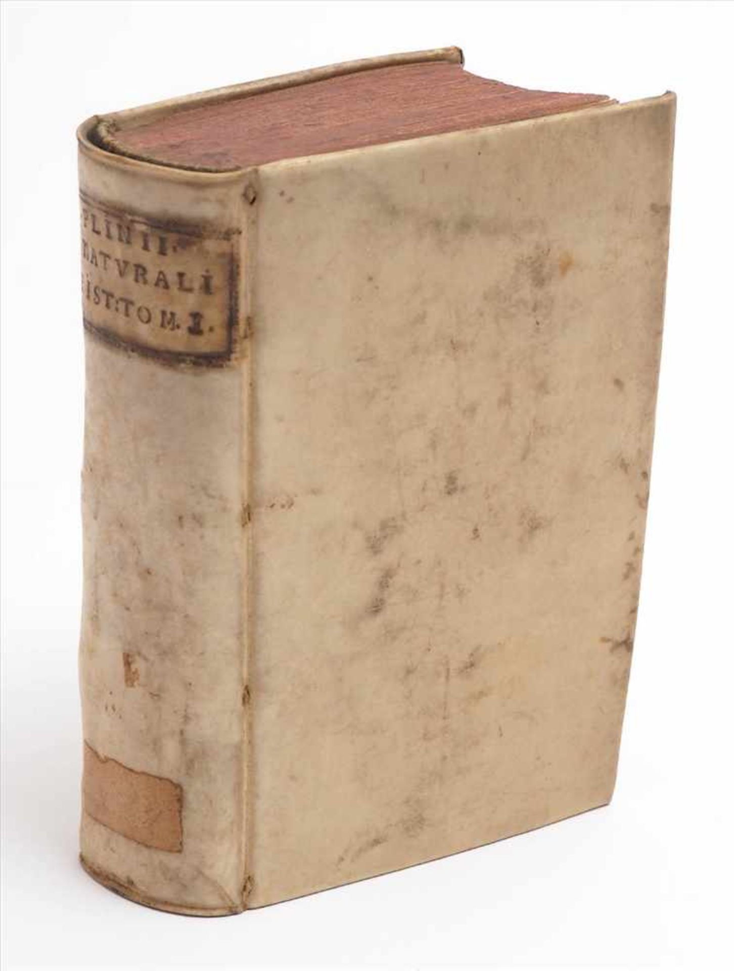 Plinius d.J.: "Naturalis Historiae Prima Pars", 1536Rot gefärbter Schnitt, Pergamenteinband,