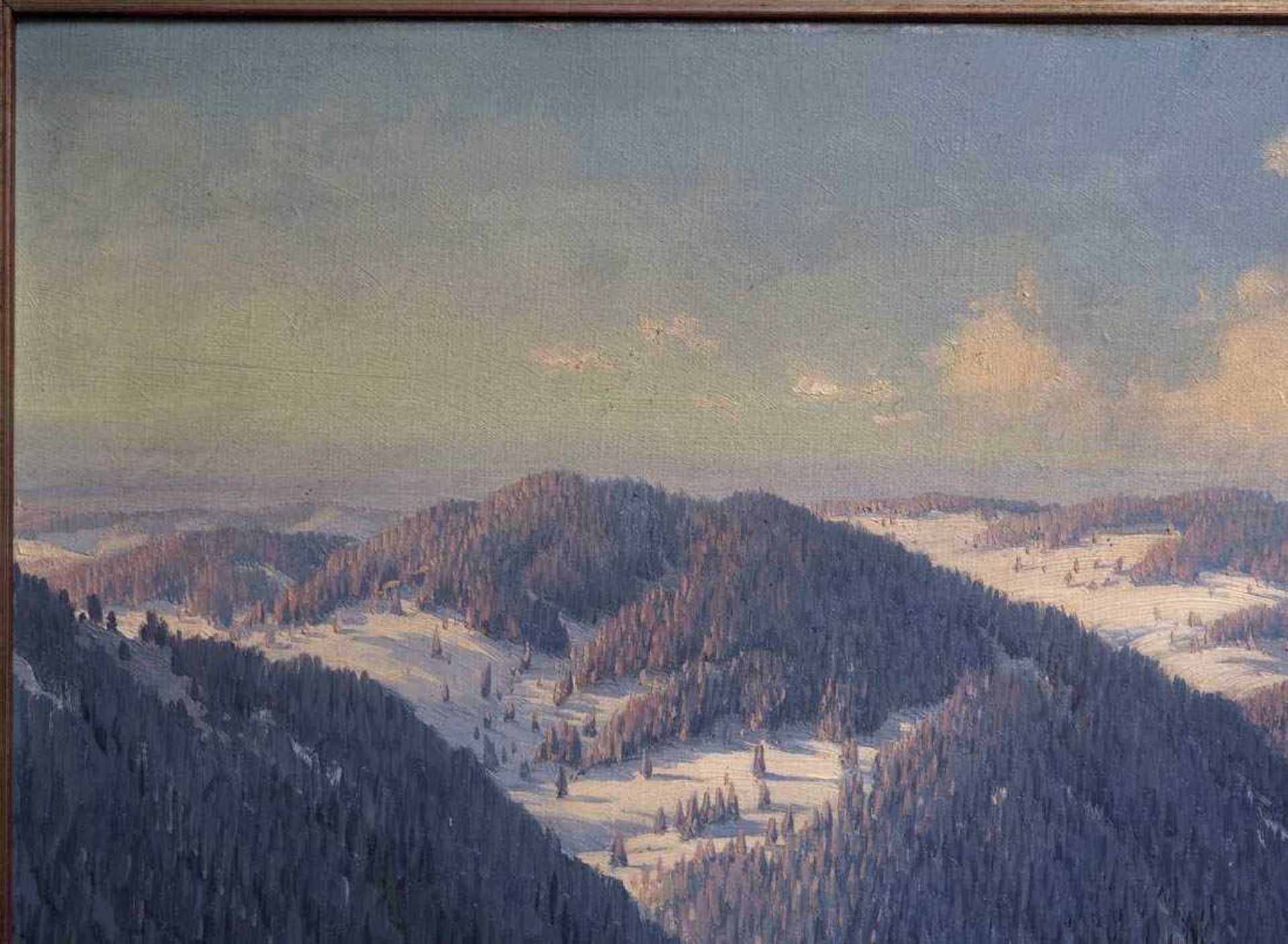 Hauptmann, Karl, 1880 Freiburg - 1947 TodtnauWinterlicher Blick ins obere Zastlertal. Öl/Lwd., links - Image 2 of 14