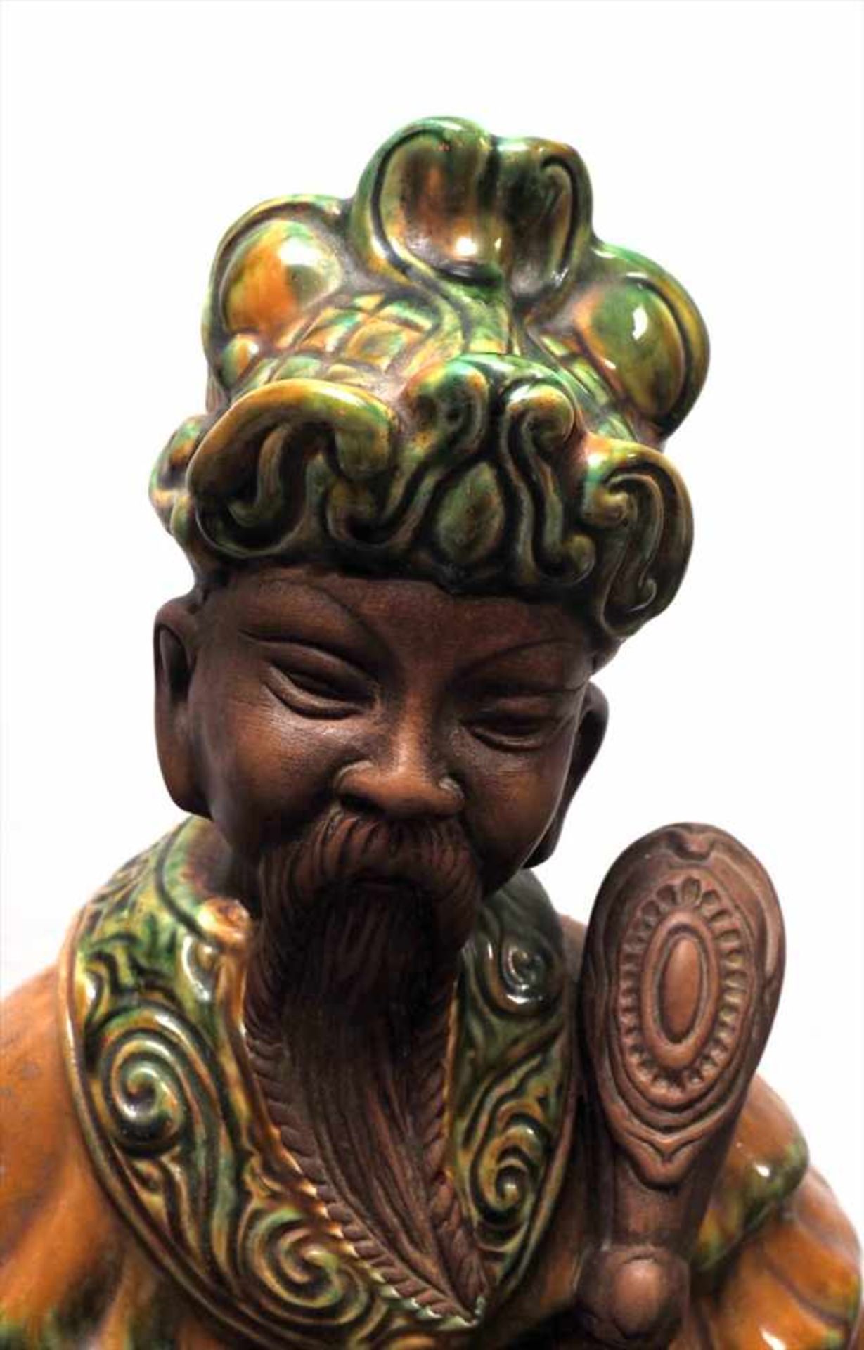 Zwei Figuren, ChinaMann und Frau in traditionellen, chinesischen Gewändern. Keramik, teilweise - Image 2 of 5