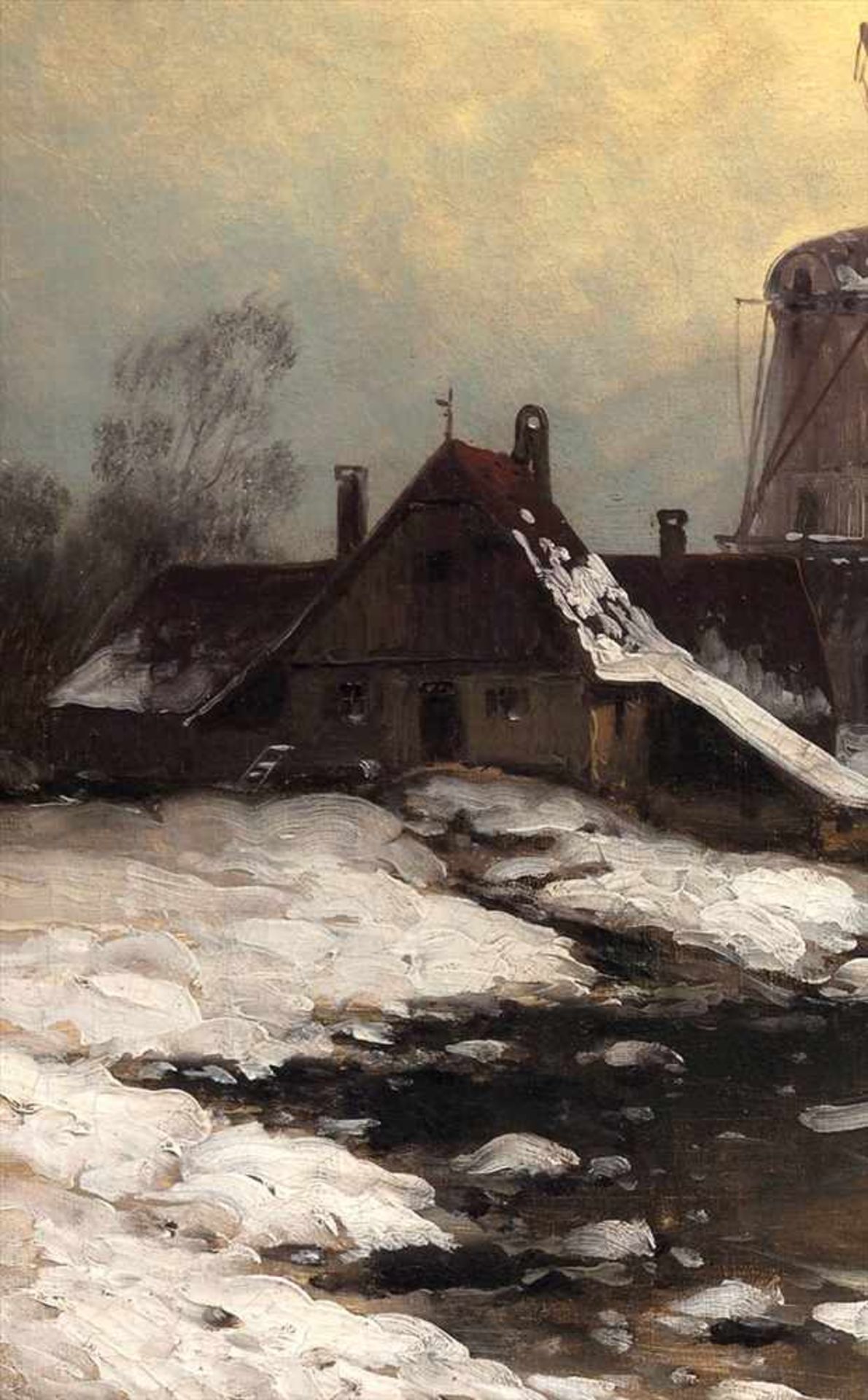 Bertold, Carl (geb. 1870)Winterliche Flusslandschaft in den Niederlanden, am Ufer ein Bauerngehöft - Bild 5 aus 8