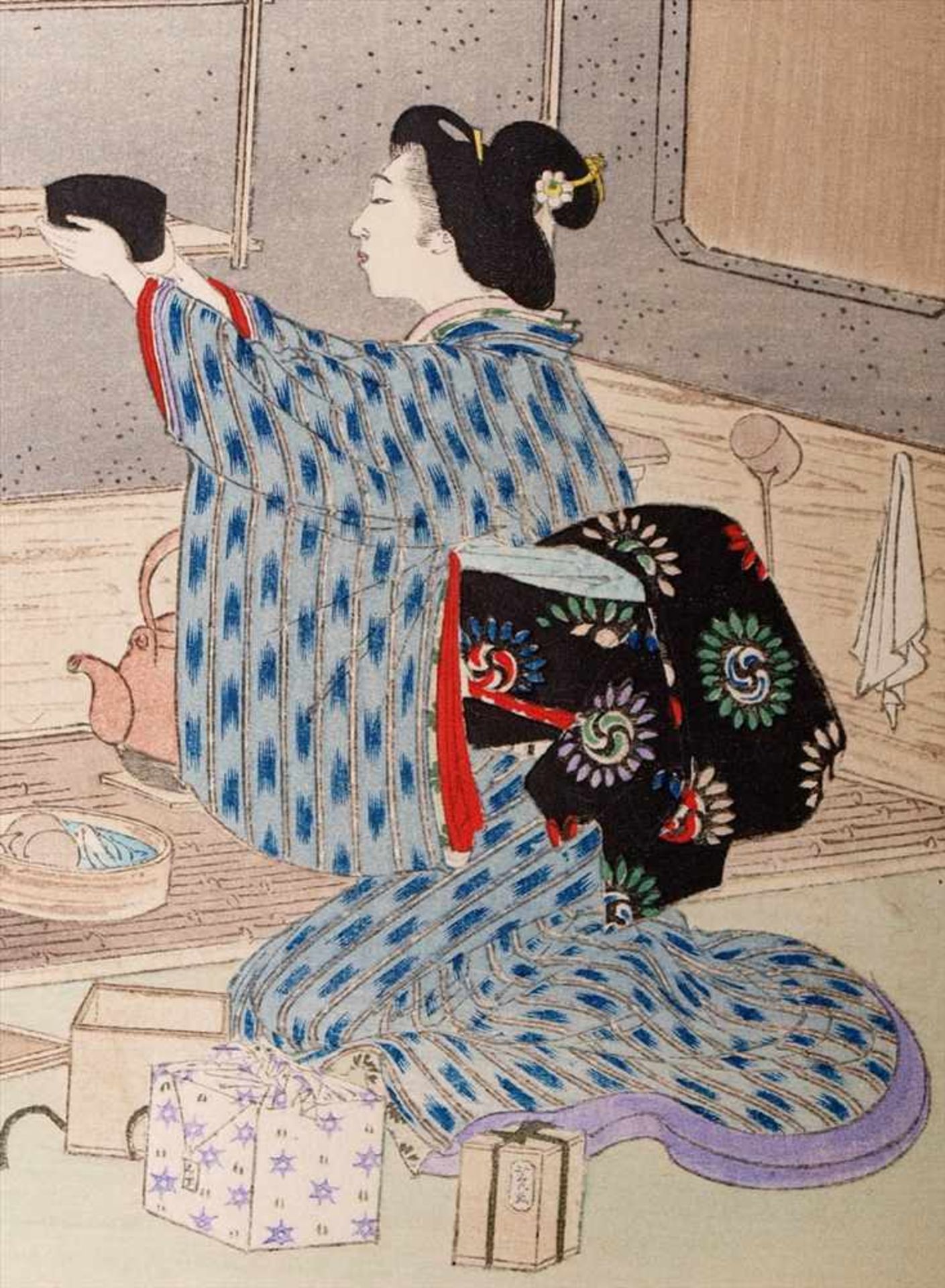 Toshikata, Mizuno, 1866 - 1908"Die Teezeremonie". Zyklus von 15 Farbholzschnitten, gemeinsam - Bild 25 aus 27