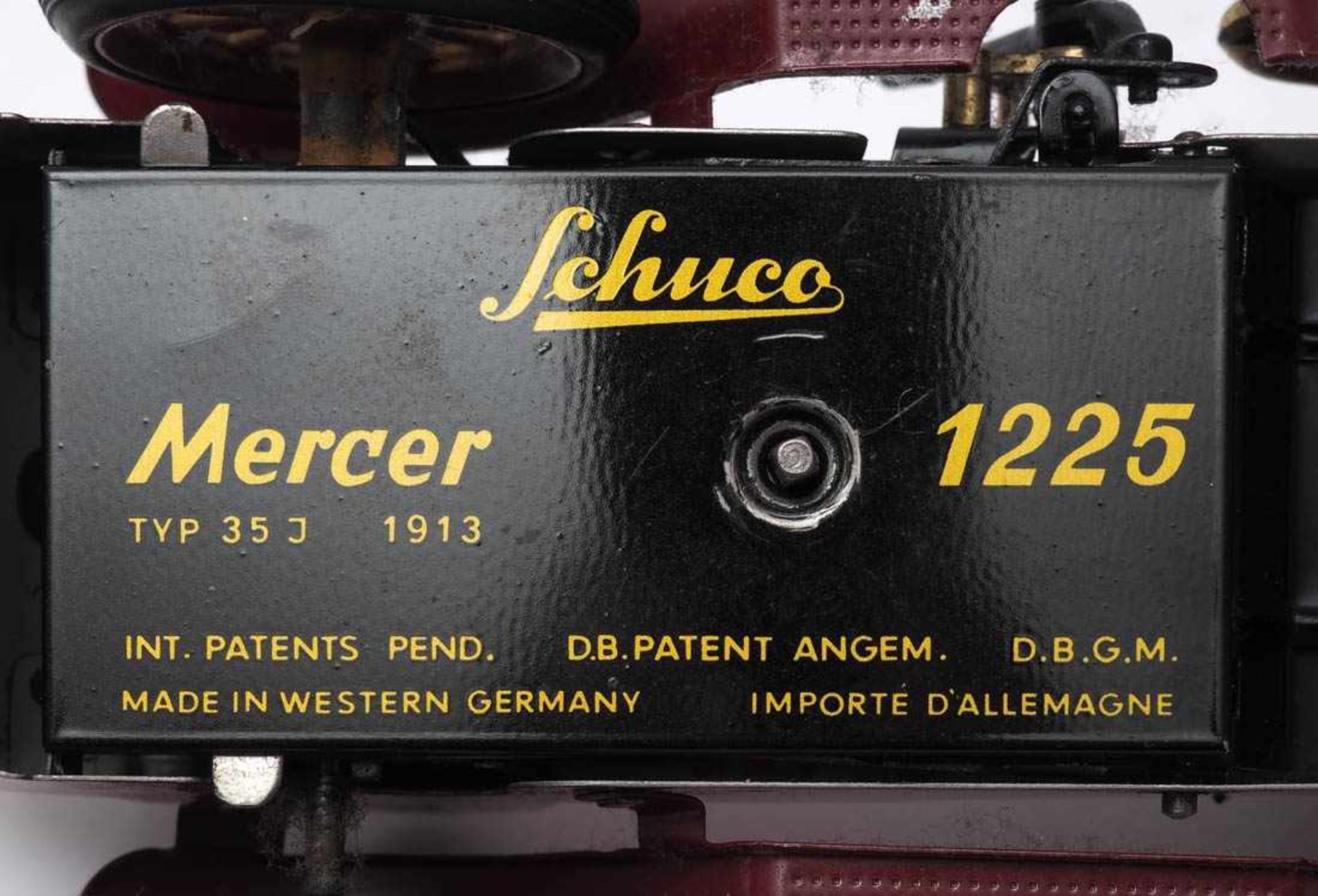 Mercer 1225, SchucoBlech, farbig lackiert. Aufzugmechanismus intakt, Originalschlüssel vorhanden. - Bild 4 aus 4