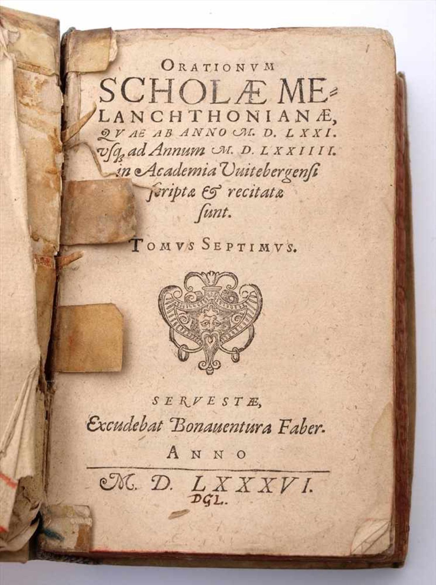 Orationum scholae melanchthonianae...2. Band, Zerbst 1586. Mit Titelillustration. Als Pendant zum - Bild 3 aus 3
