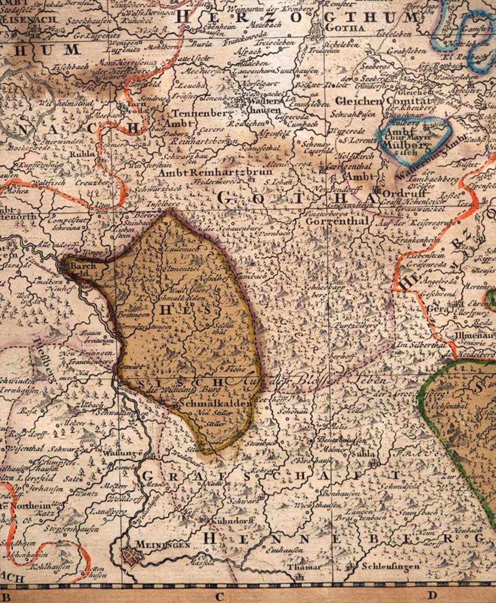 Homann, Johann Christoph, 1703 - 1730Karte der Landgrafschaft Thüringen aus dem Jahr 1729. Rechts - Bild 6 aus 8