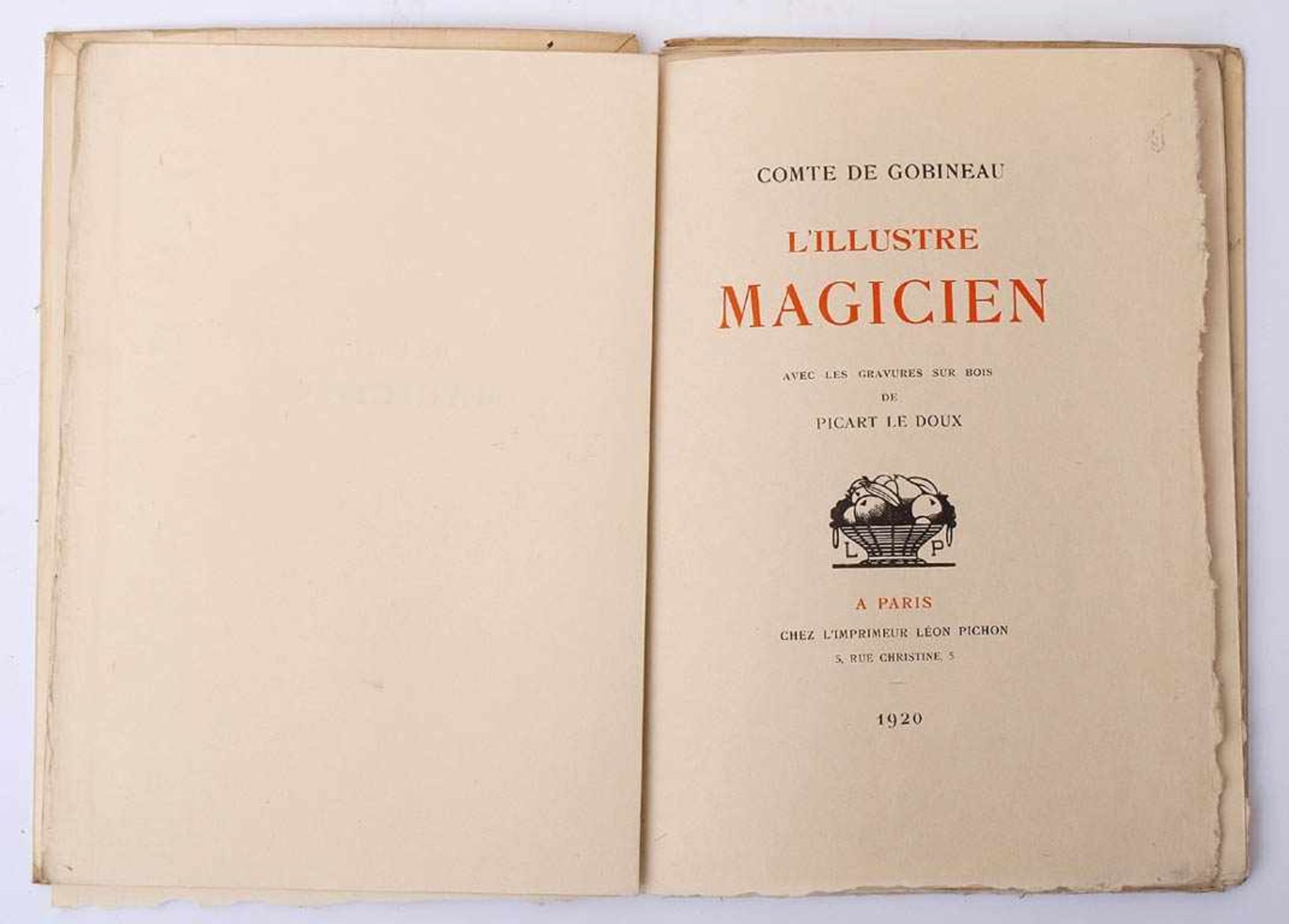 Gobineau, Comte deL' Illustre magicien, Pichon, Paris 1920. Mit zahlreichen Holzschnitten von Picard
