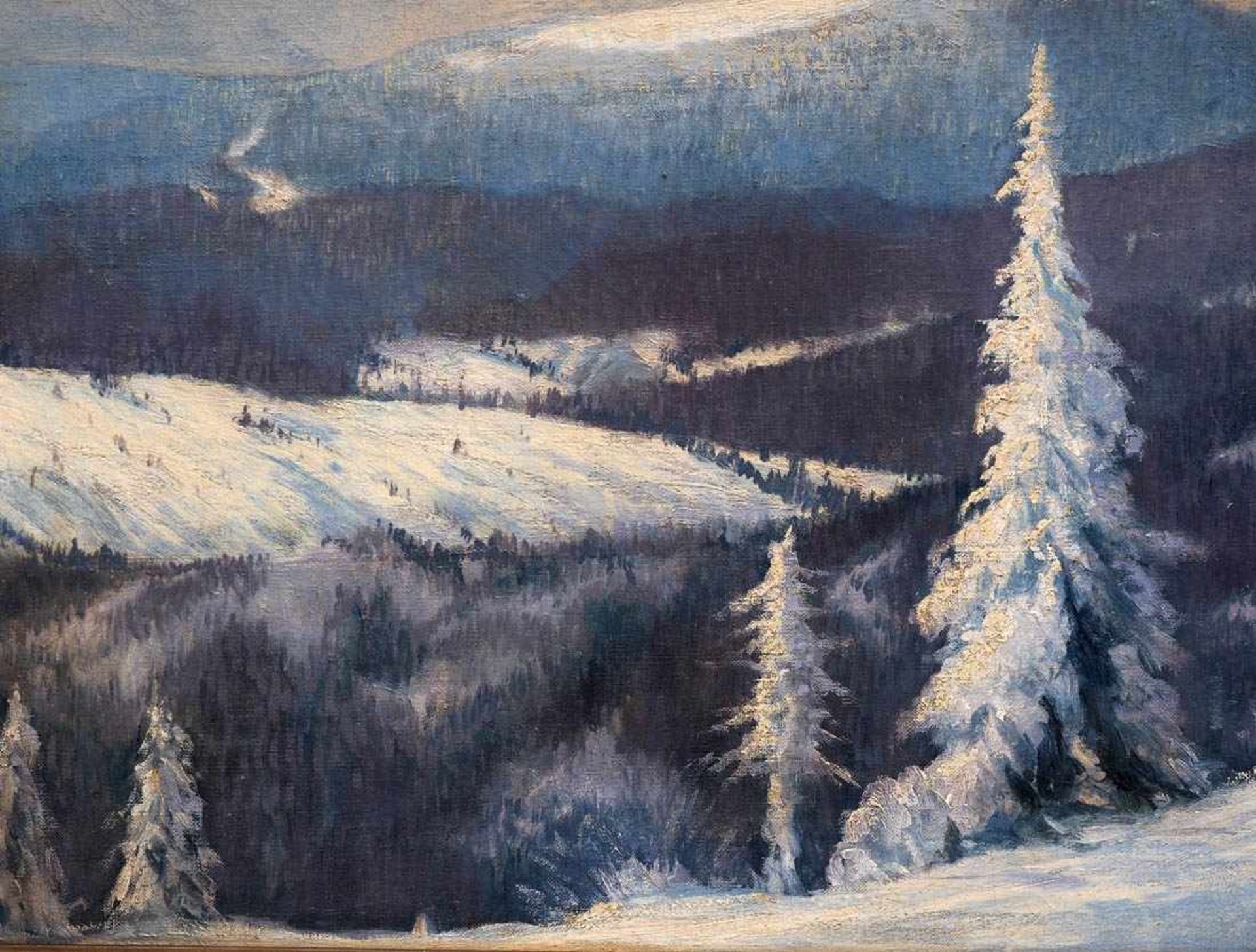 Heilmann, Karl, 1881 - 1935Blick über die Schwarzwaldberge im Winter, im Vordergrund verschneite - Image 3 of 7