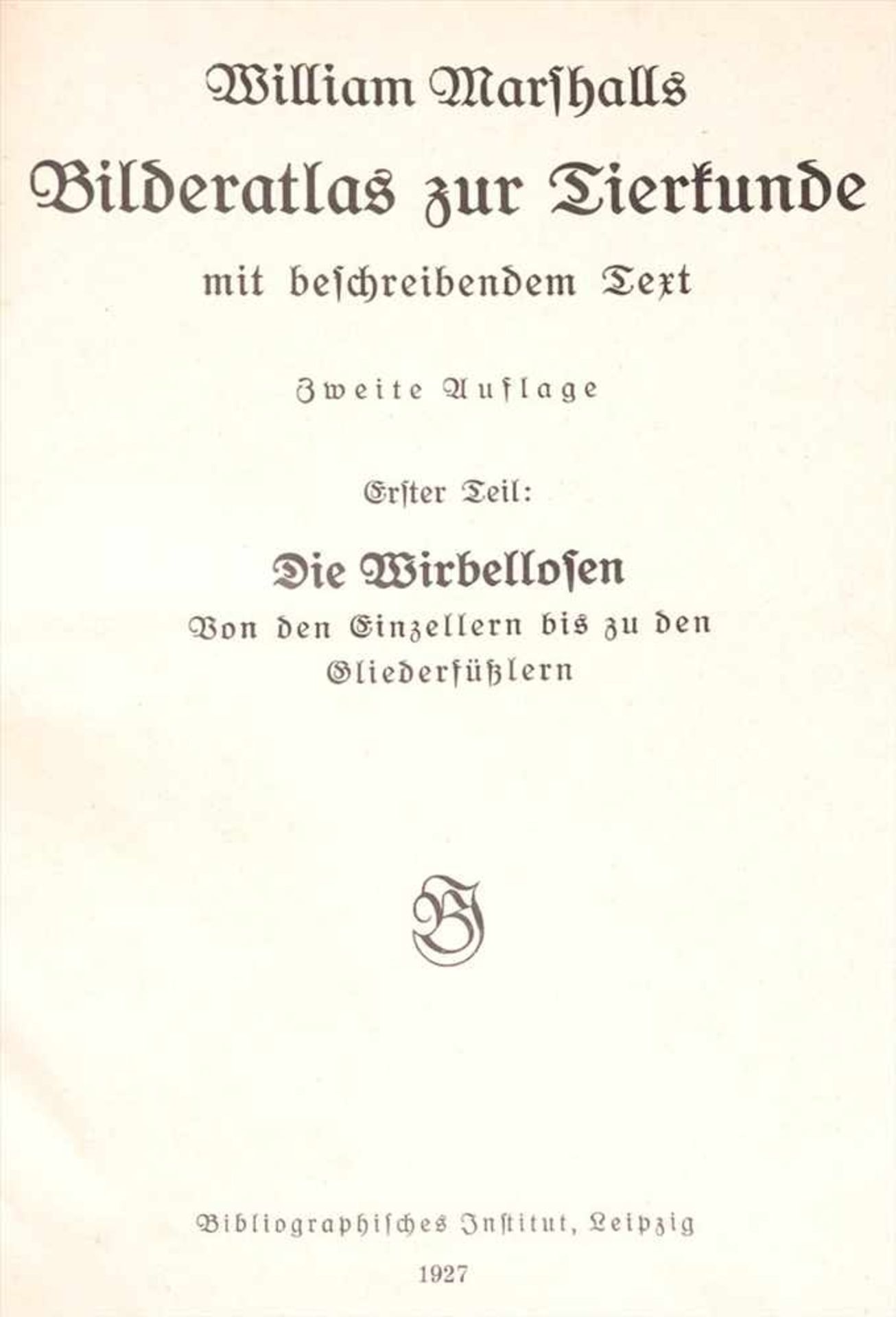Marshall, William: Bilderatlas zur TierkundeZweite Auflage, Bibliographisches Institut, Leipzig, - Bild 4 aus 4