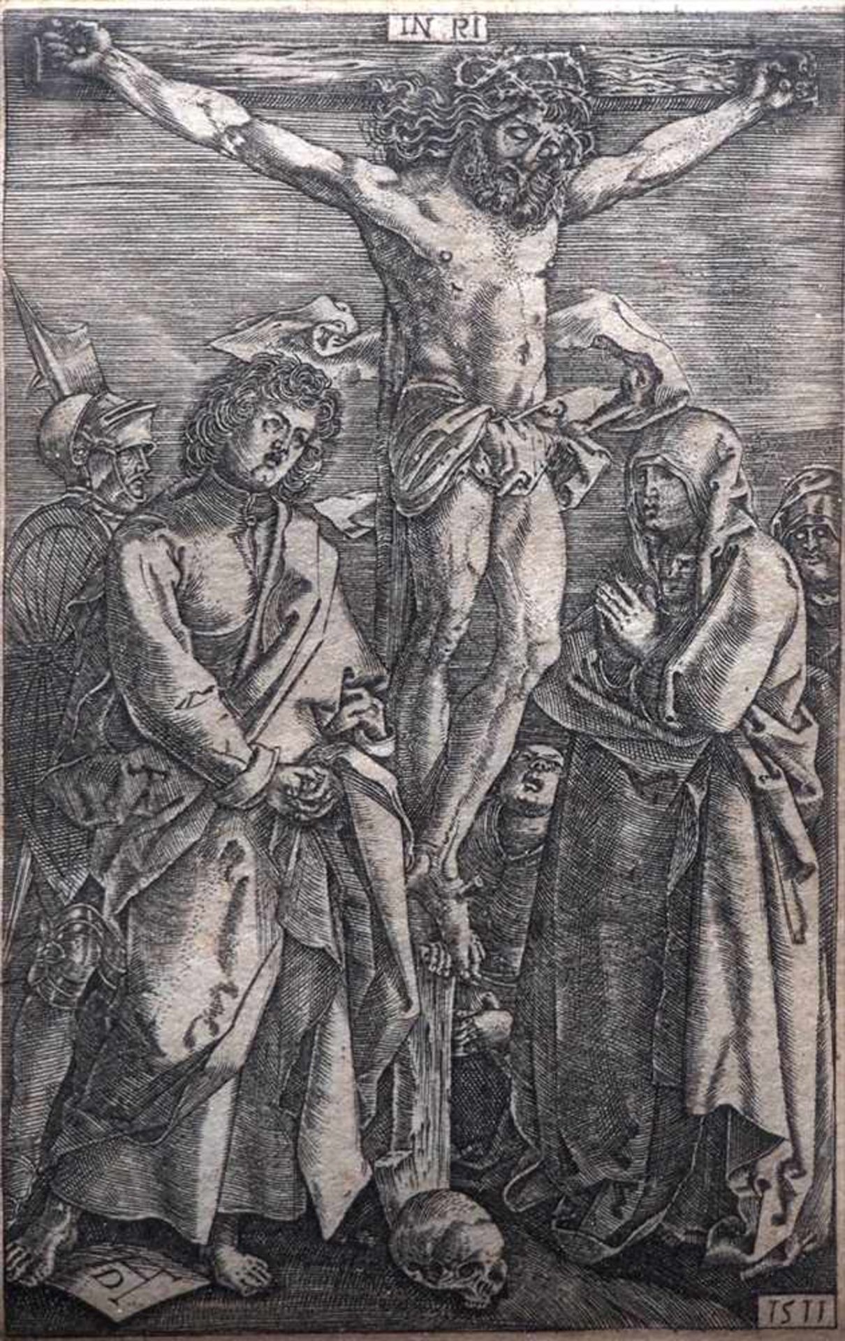 Dürer, Albrecht, 1471 - 1528Kreuzigungsszene mit Johannes und Maria. Kupferstich, links in der - Bild 2 aus 5