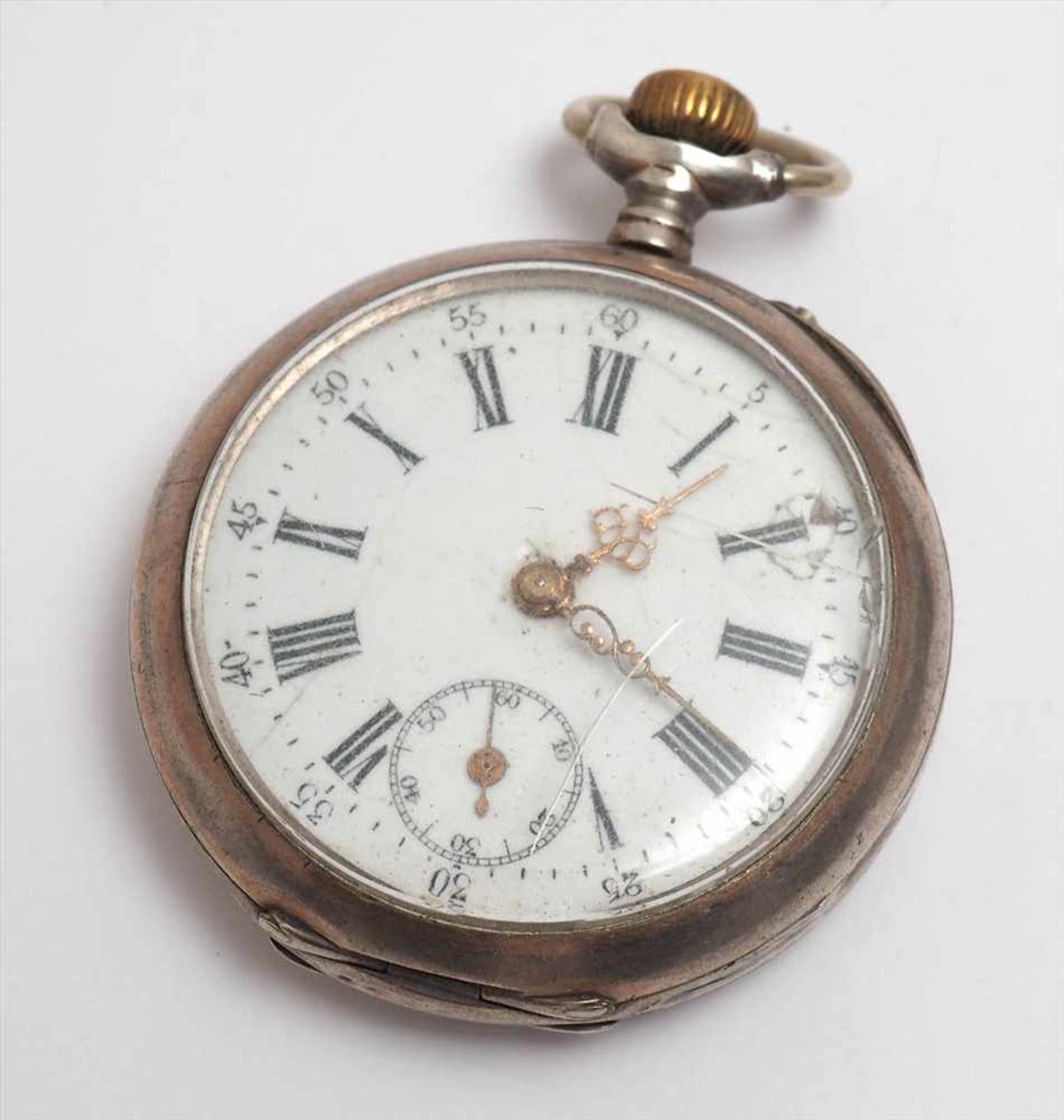 Herrentaschenuhr, 19.Jhdt.Gehäuse aus Silber 800 mit Resten alter Vergoldung, reich graviert mit