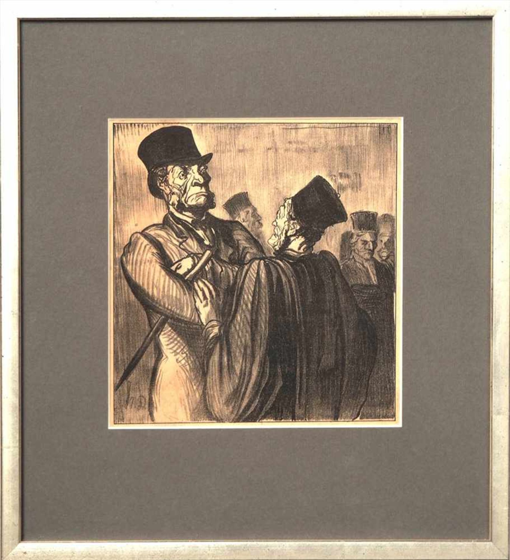 Daumier, Honoré, 1808 - 1879Drei Szenen bei Gericht. Lithographien, links unten in der Platte