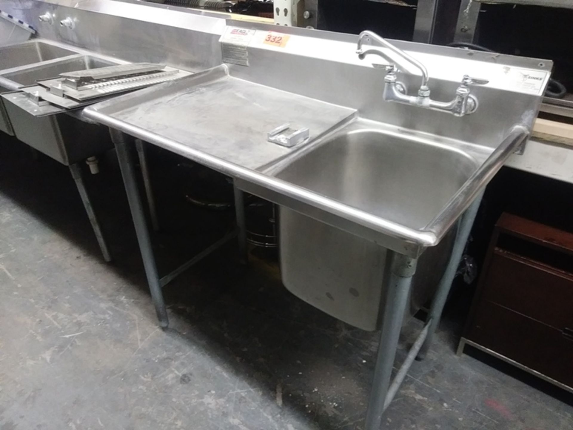 STAINLESS STEEL SINK BY EAGLE GROUP (size: 43" L X 25.5" D X 43.5" H)