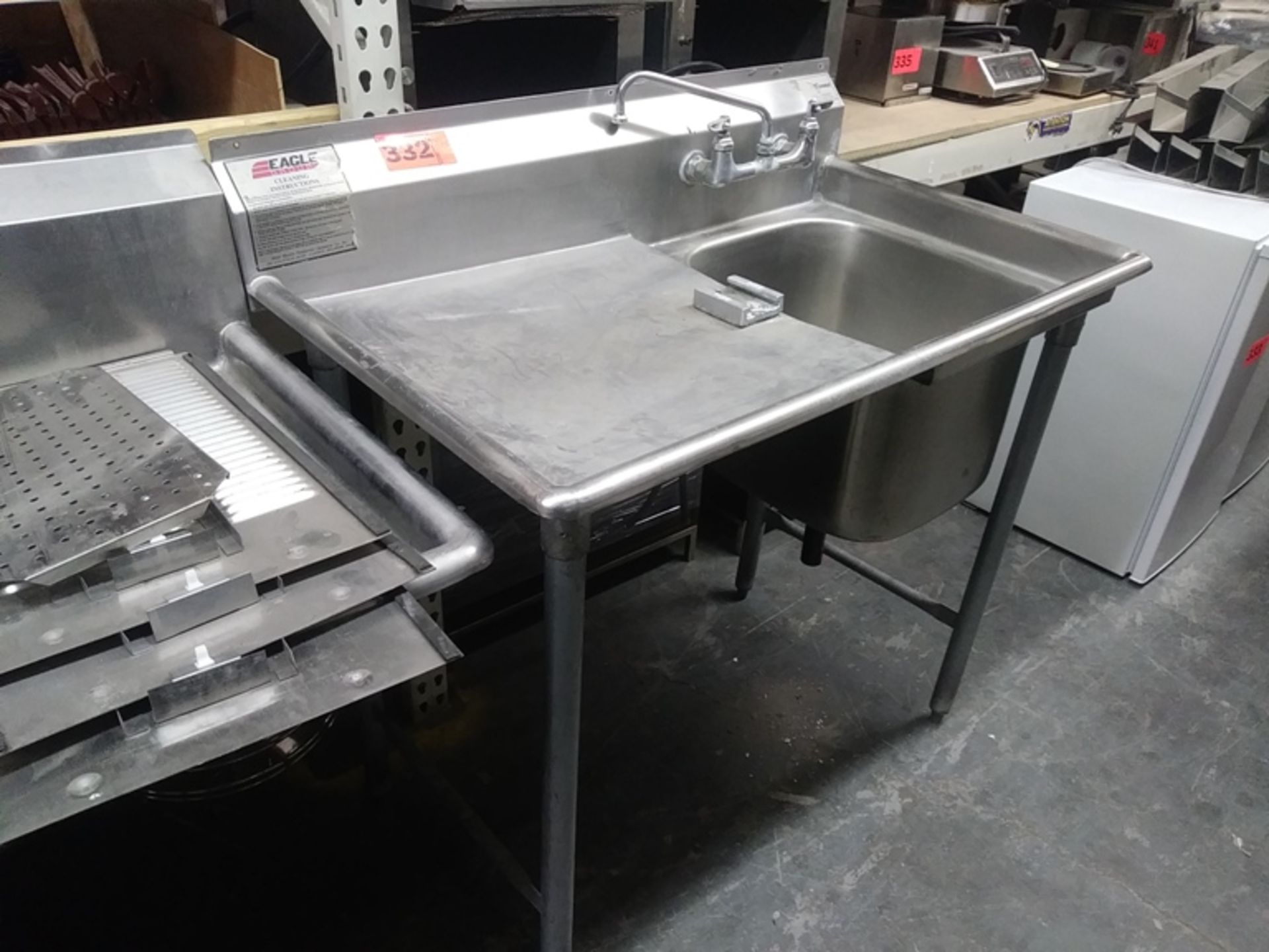 STAINLESS STEEL SINK BY EAGLE GROUP (size: 43" L X 25.5" D X 43.5" H) - Image 2 of 3