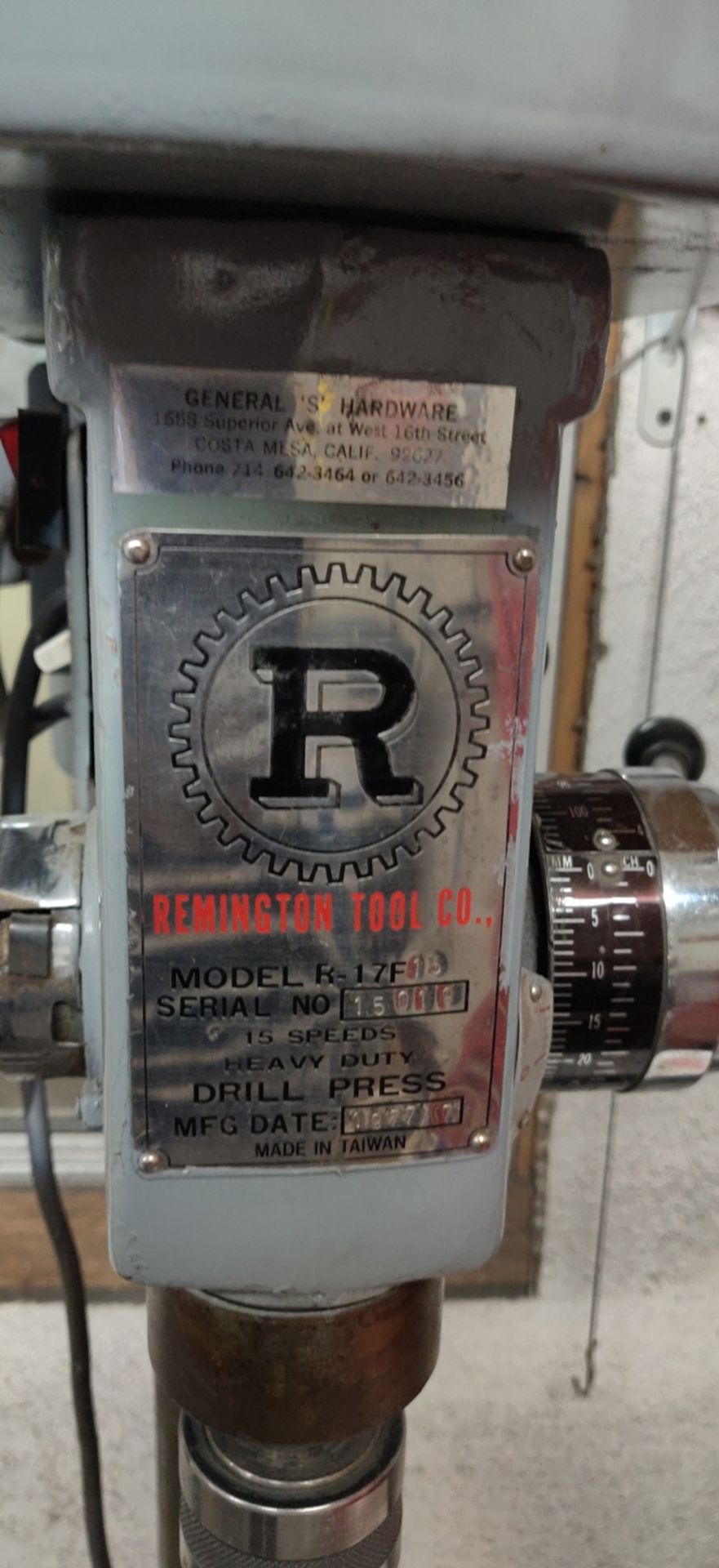 REMINGTON DRILL PRESS 15 SPEED (MODEL: R17F15) - Image 5 of 5