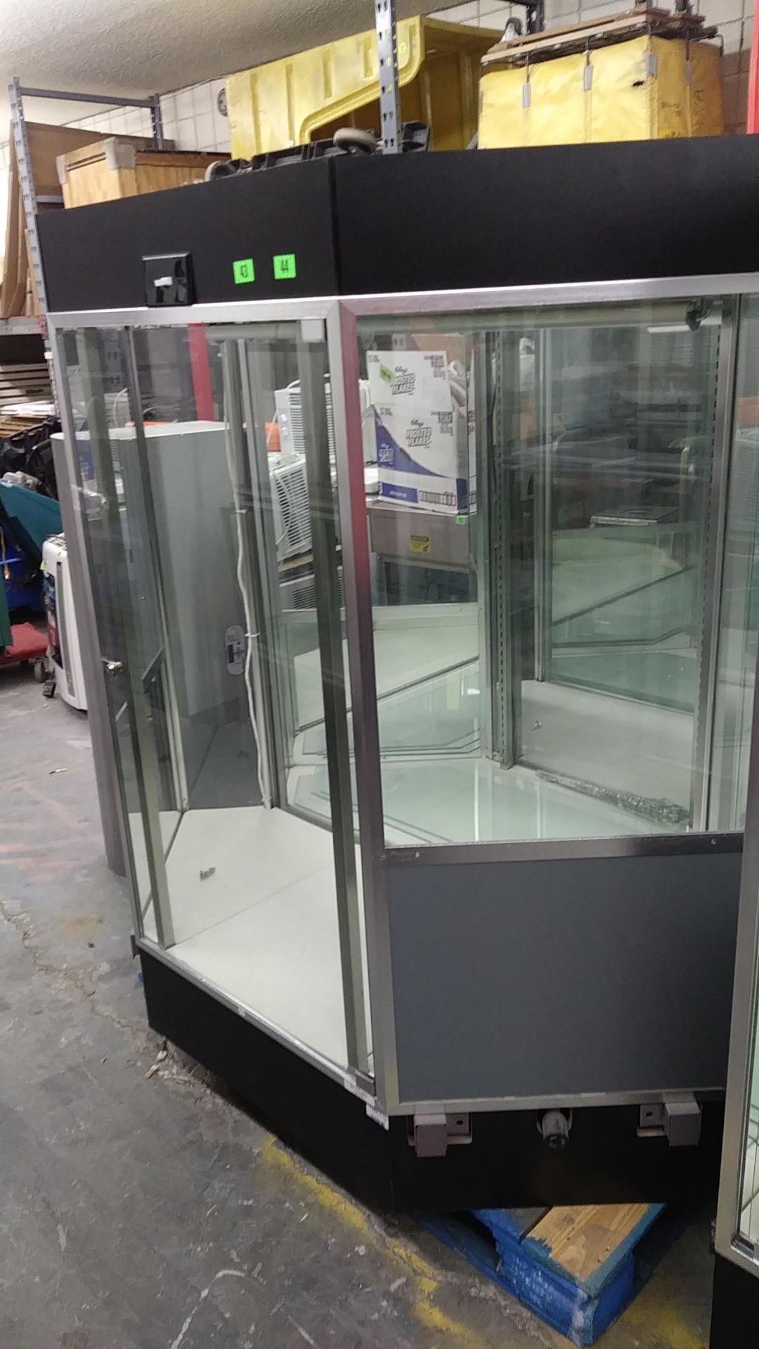 CORNER GLASS DISPLAY CASES (APPROX 59" W x 62" H x 22" D) (QTY X YOUR BID)