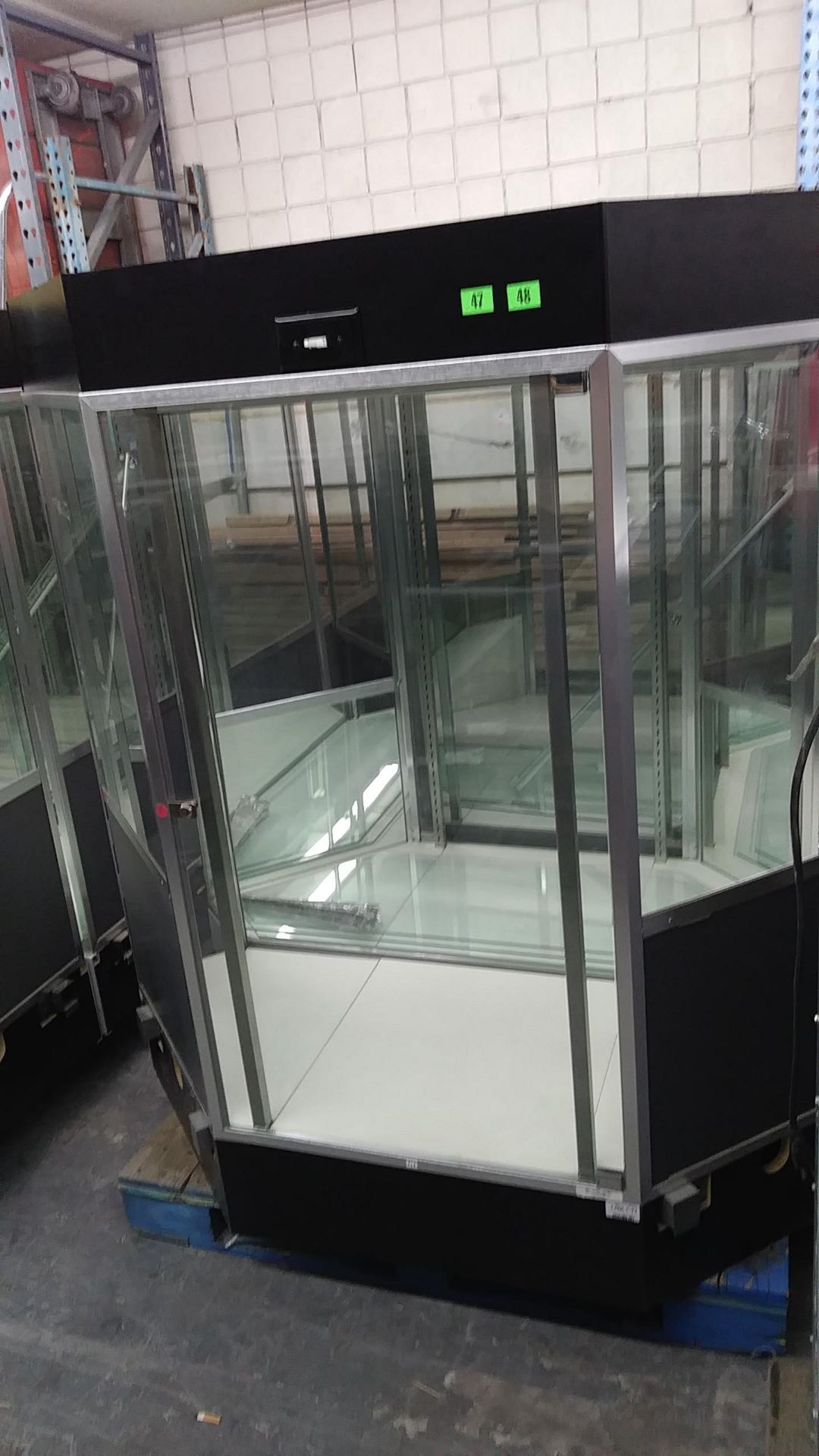 CORNER GLASS DISPLAY CASES (APPROX 59" W x 62" H x 22" D)(QTY X YOUR BID)