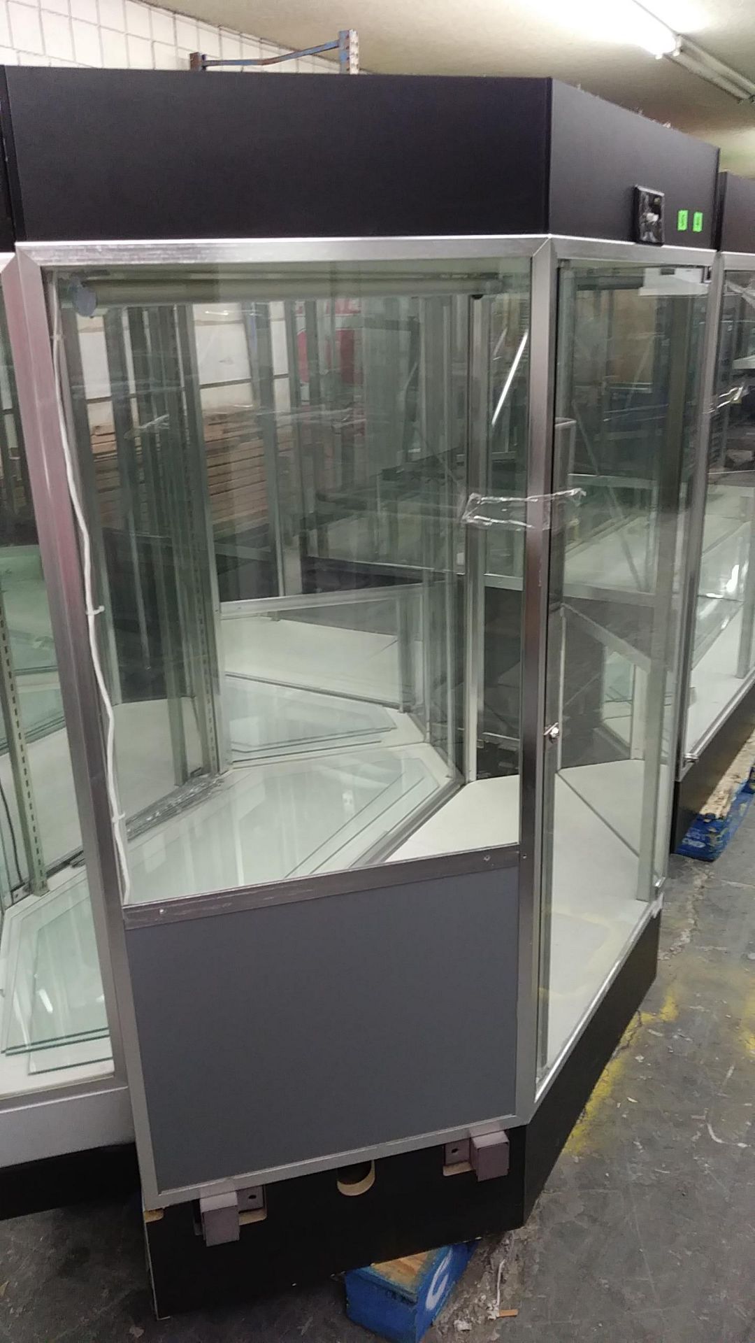 CORNER GLASS DISPLAY CASES (APPROX 59" W x 62" H x 22" D) (QTY x YOUR BID) - Image 2 of 3