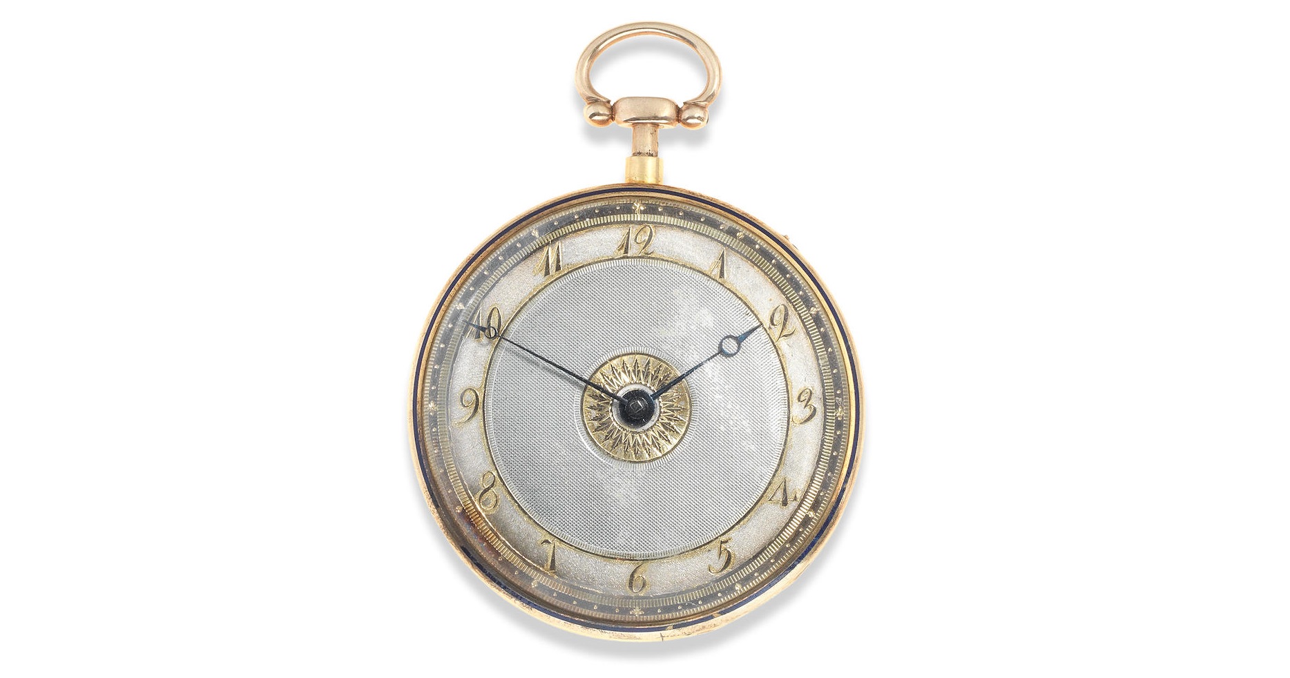 A continental gold and enamel key wind open face quarter repeating pocket watch