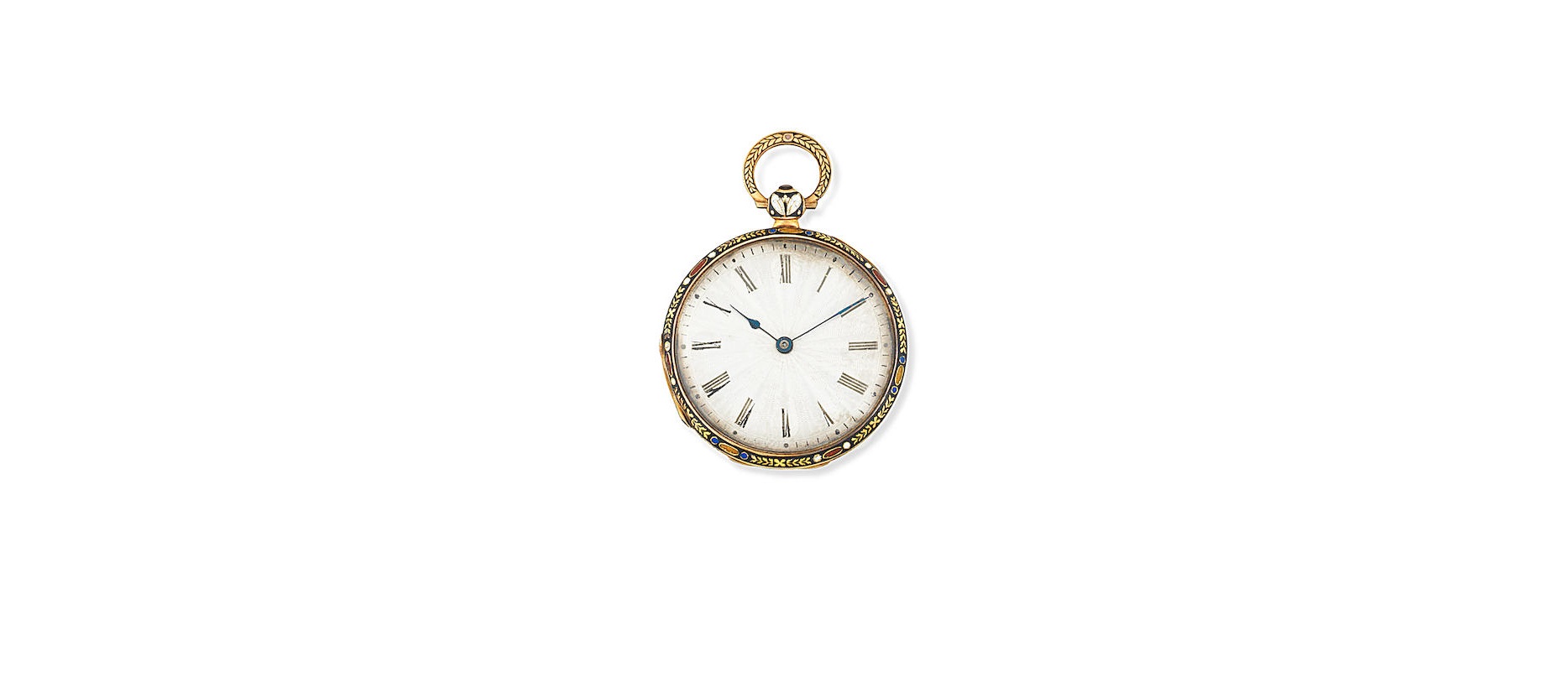 A gold and enamel decorated key wind open face pocket watch - Image 2 of 2