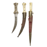 Three walrus ivory-hilted steel daggers North India and Persia, 19th Century(3)