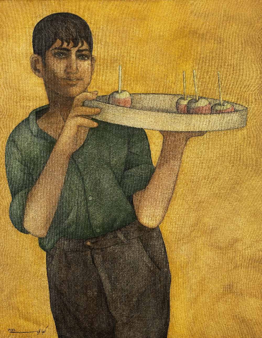 Louay Kayyali (Syria, 1934-1978) A Boy with a tray of Apples